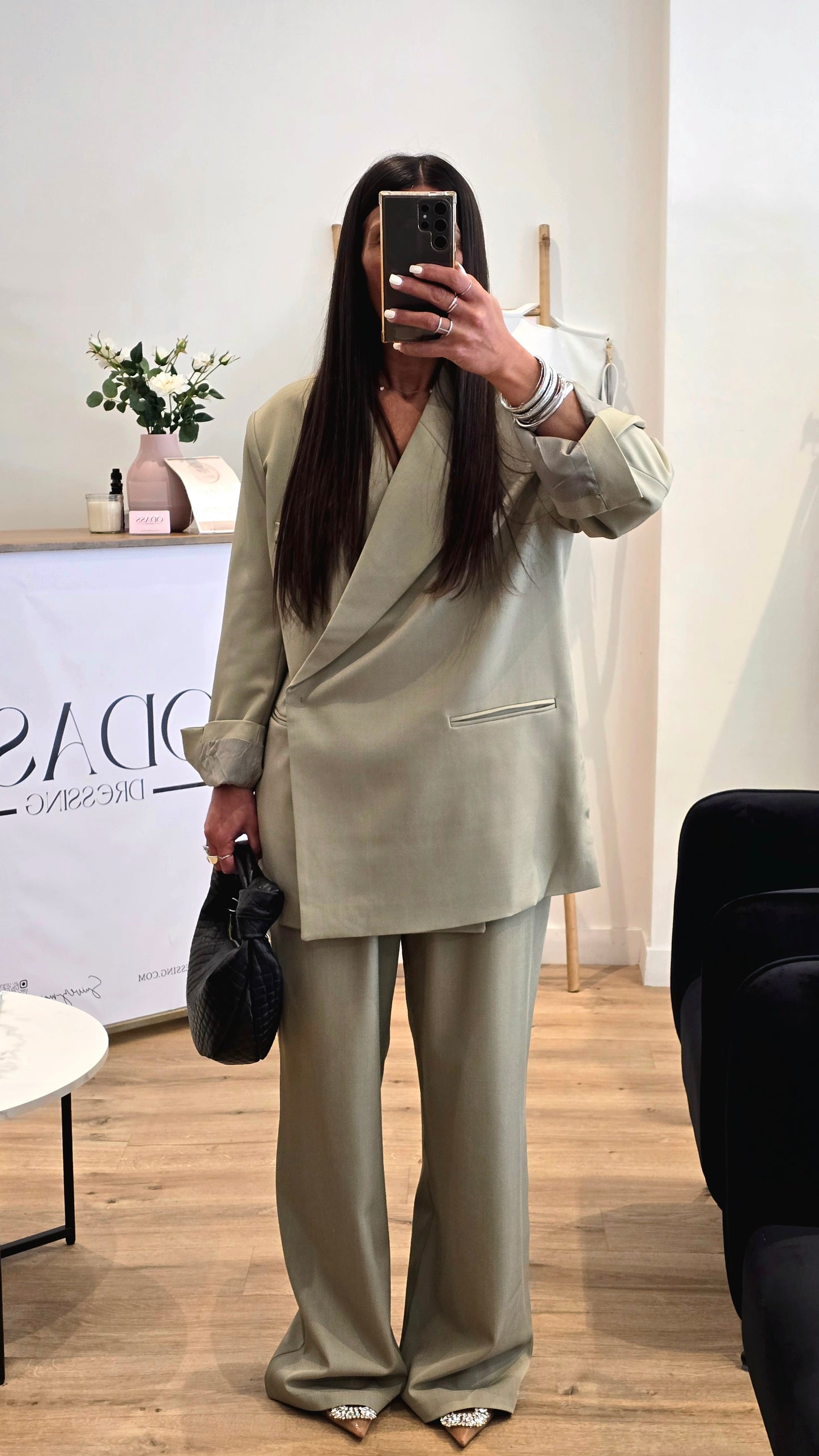 Blazer Croisé Tilleul Clair