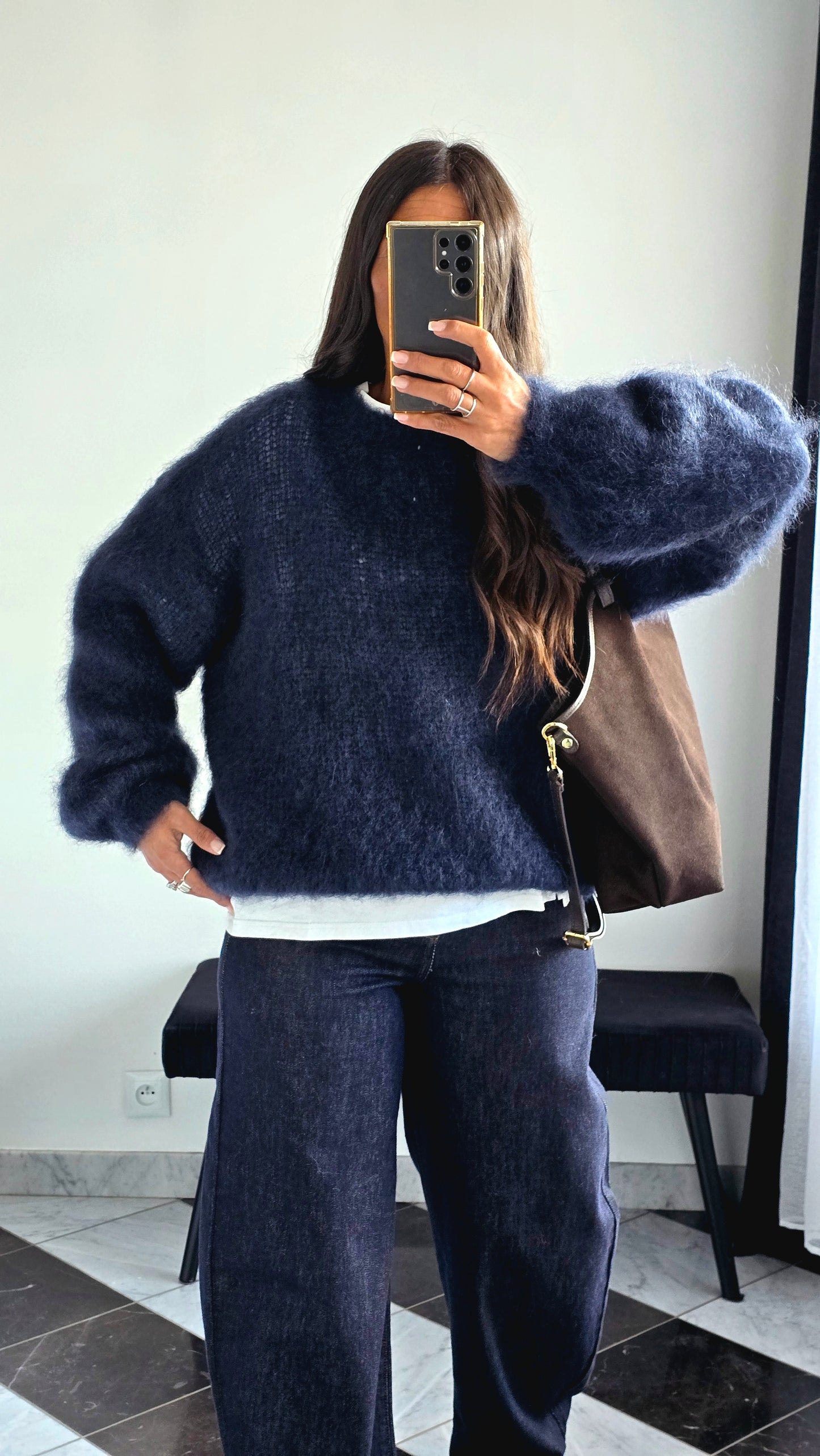 Pull Oversize Kid Mohair – Bleu Nuit
