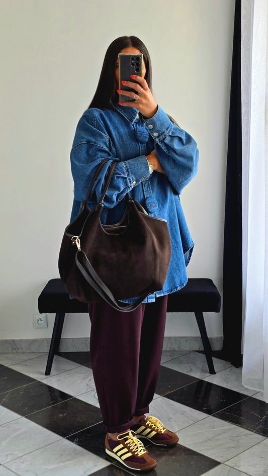 Sac cabas souple en cuir – Chocolat