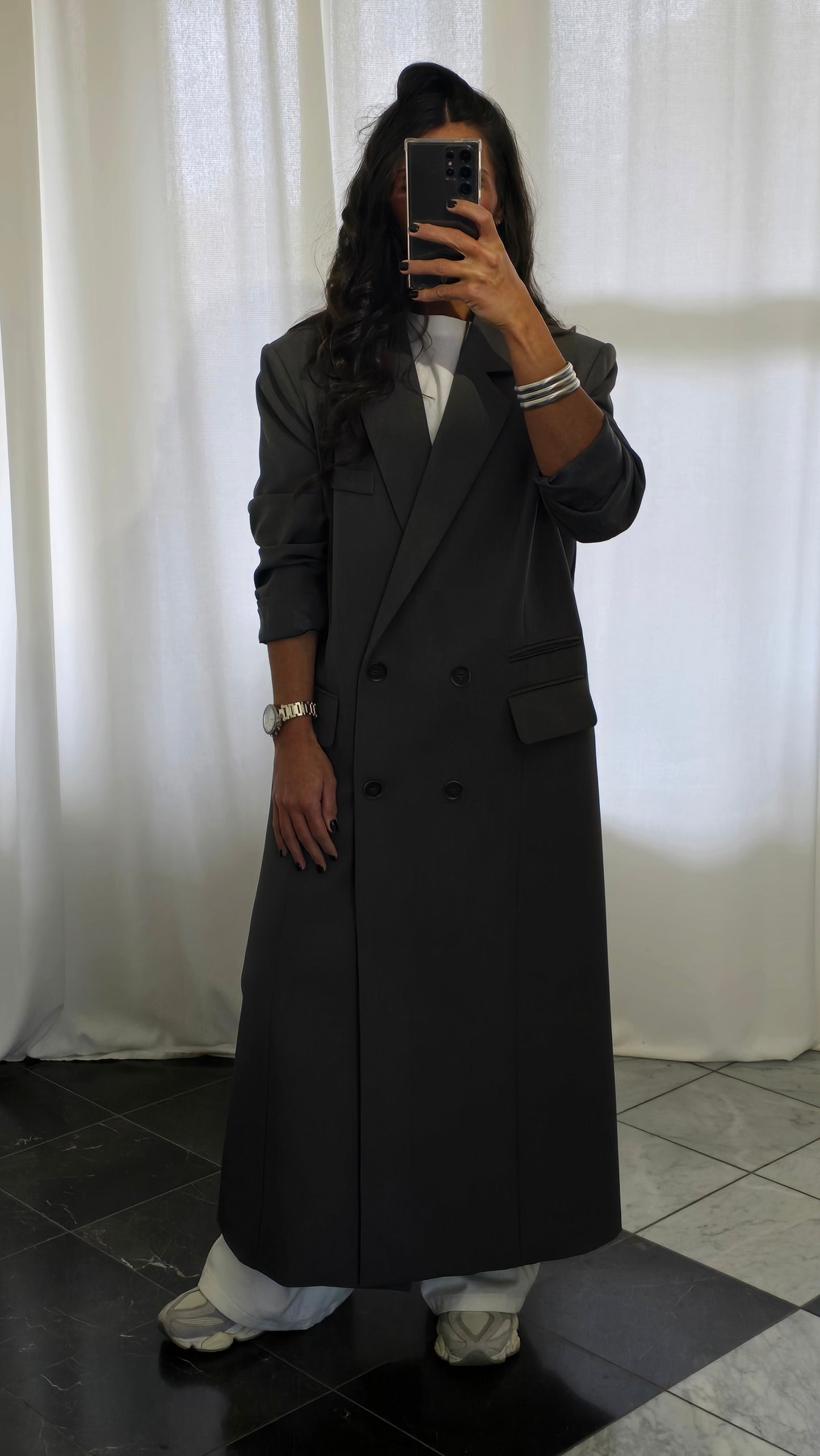 Blazer Long Zara Gris