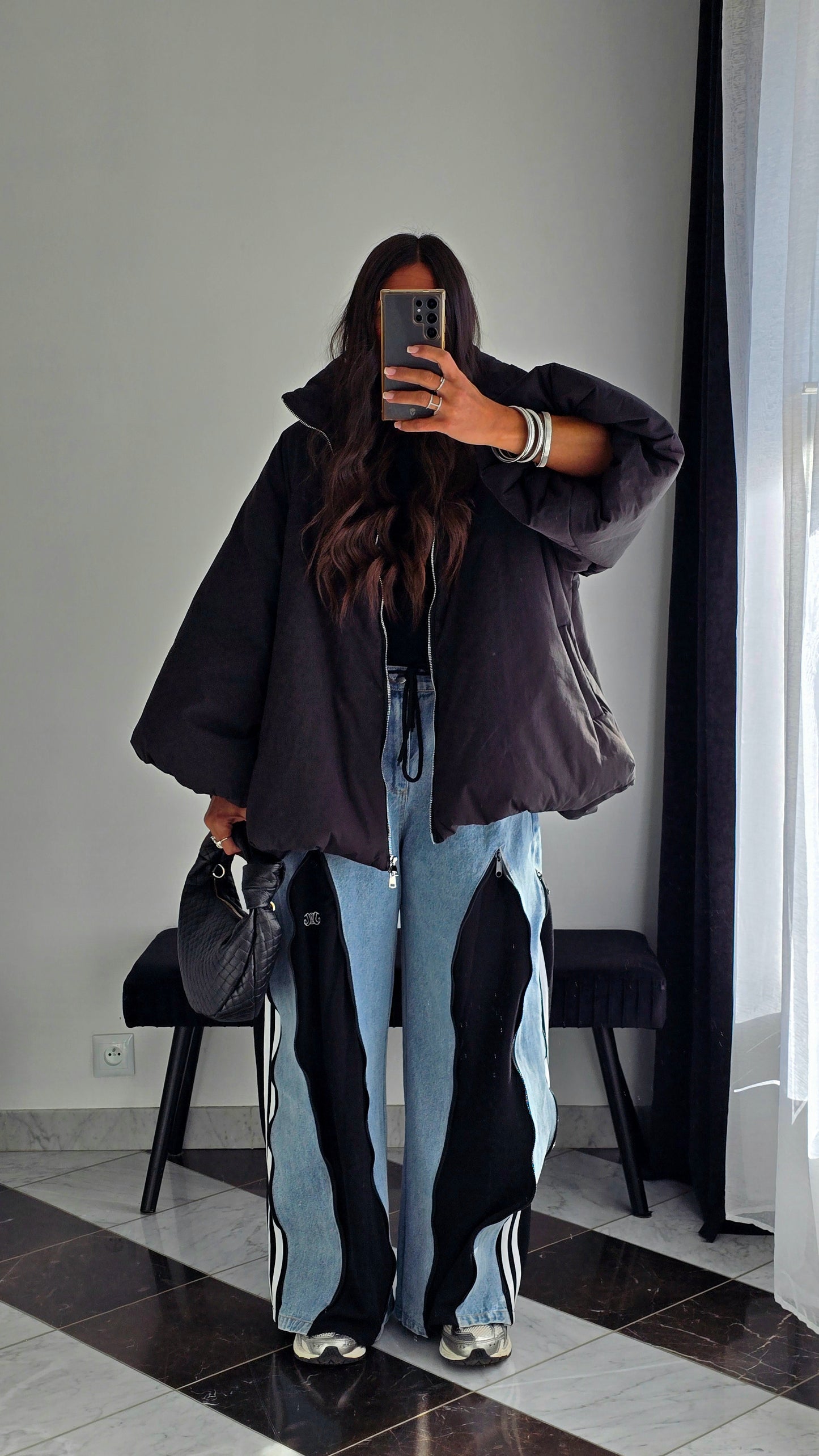 Manteau Oversize Cocooning Noir – Manches Ballon