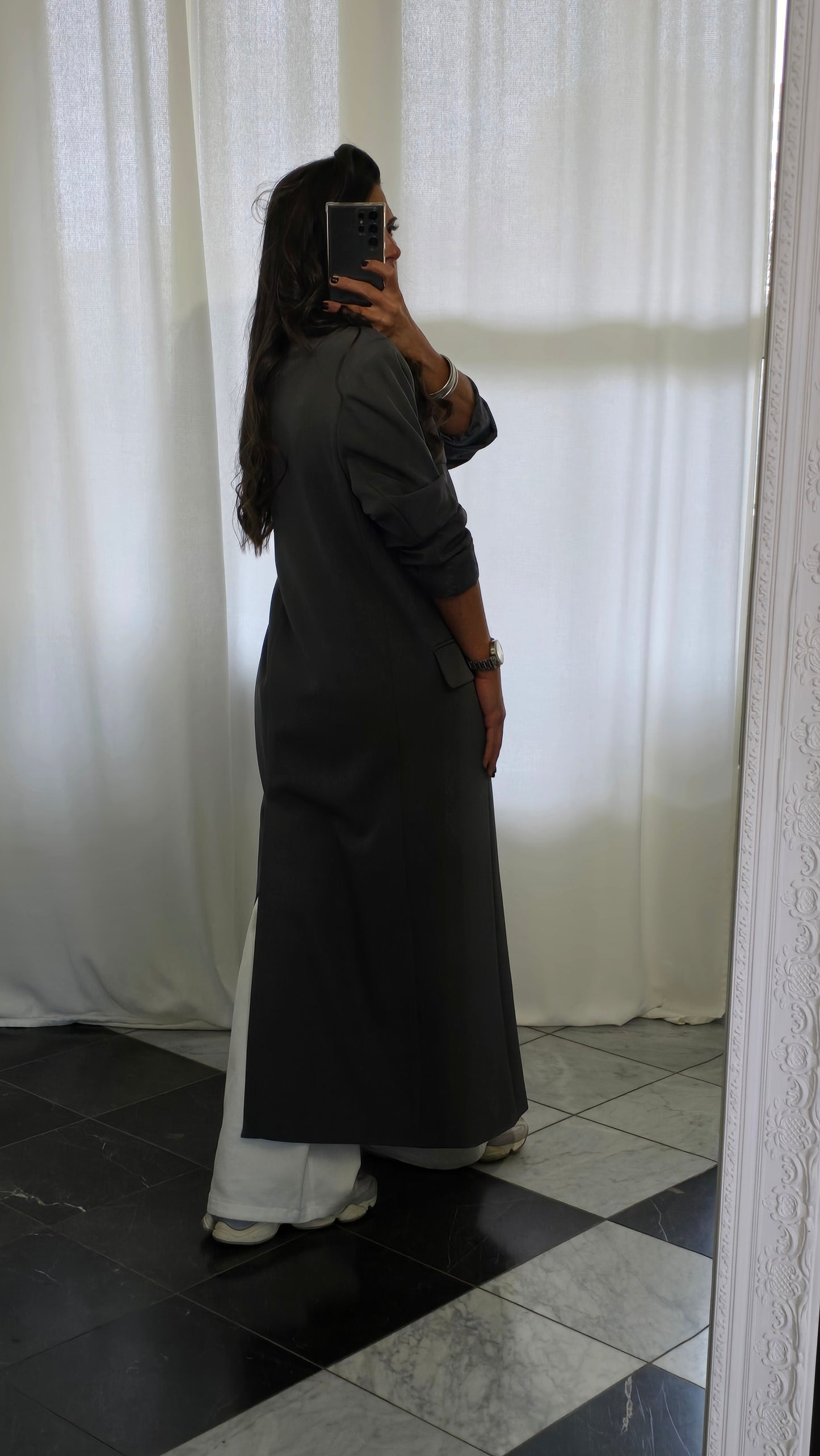 Blazer Long Zara Gris