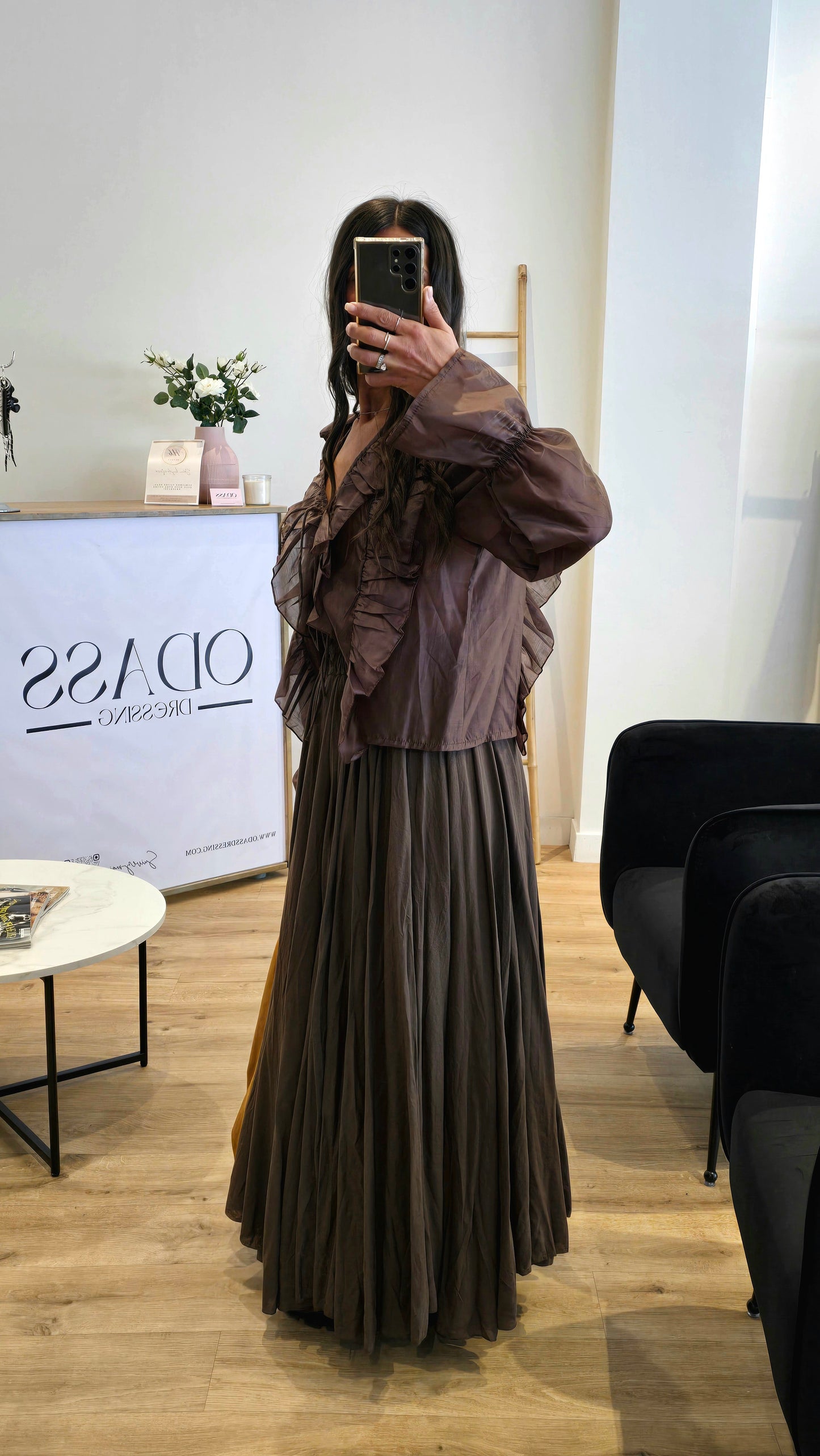 Jupe Longue Chocolat 100% Coton – Fabriquée En Italie