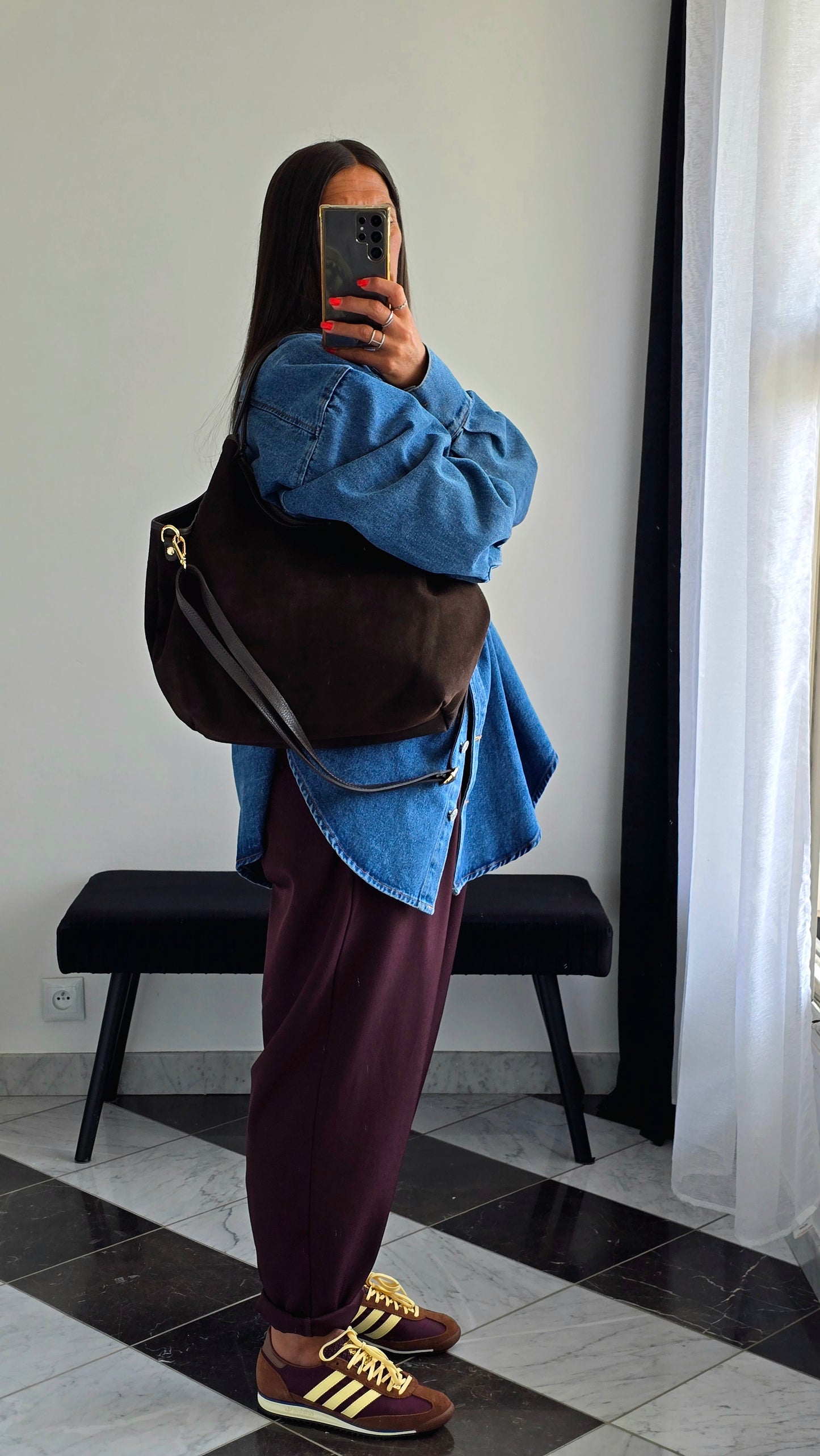 Sac cabas souple en cuir – Chocolat