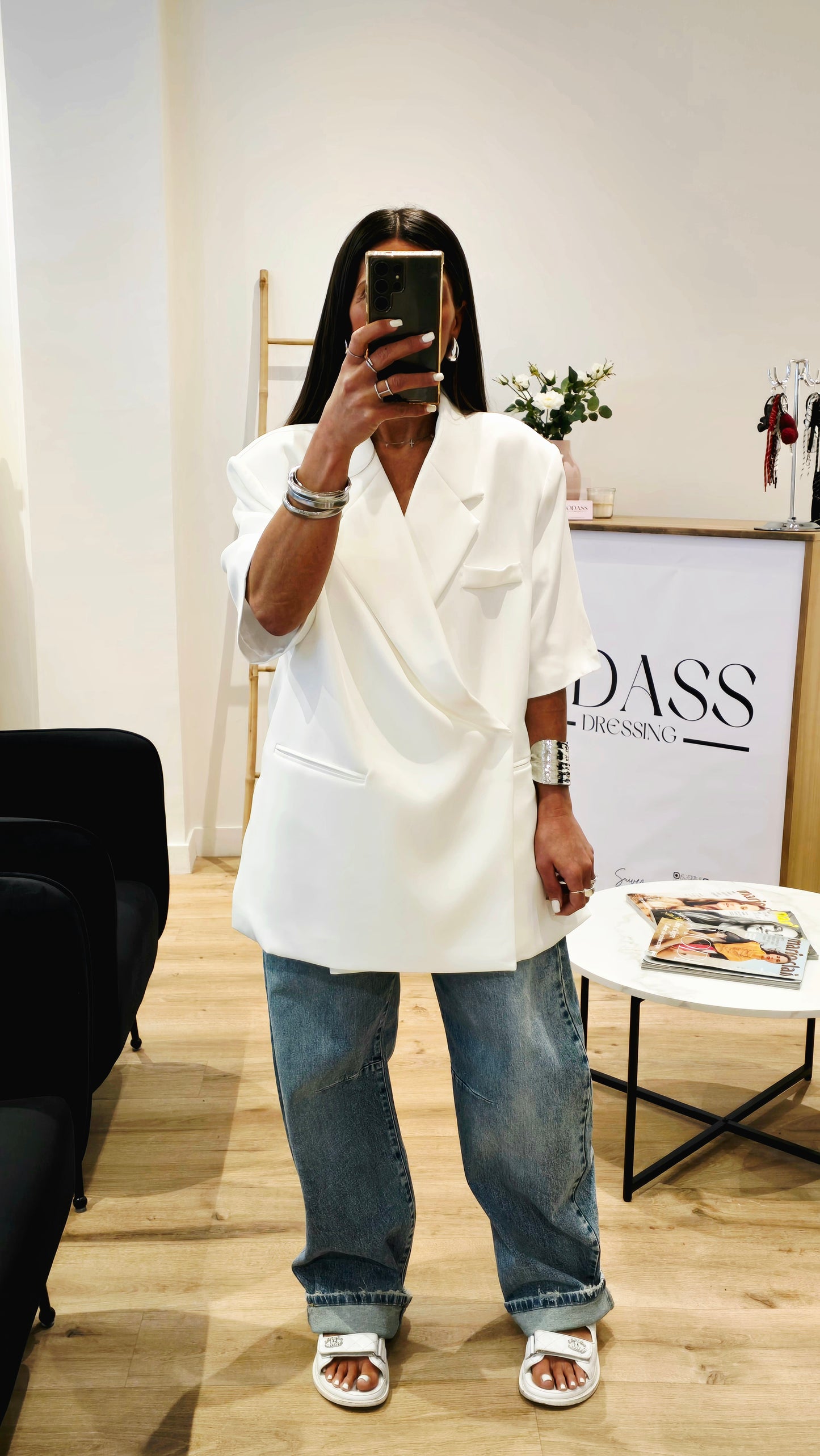 Blazer manches courtes structuré – Blanc