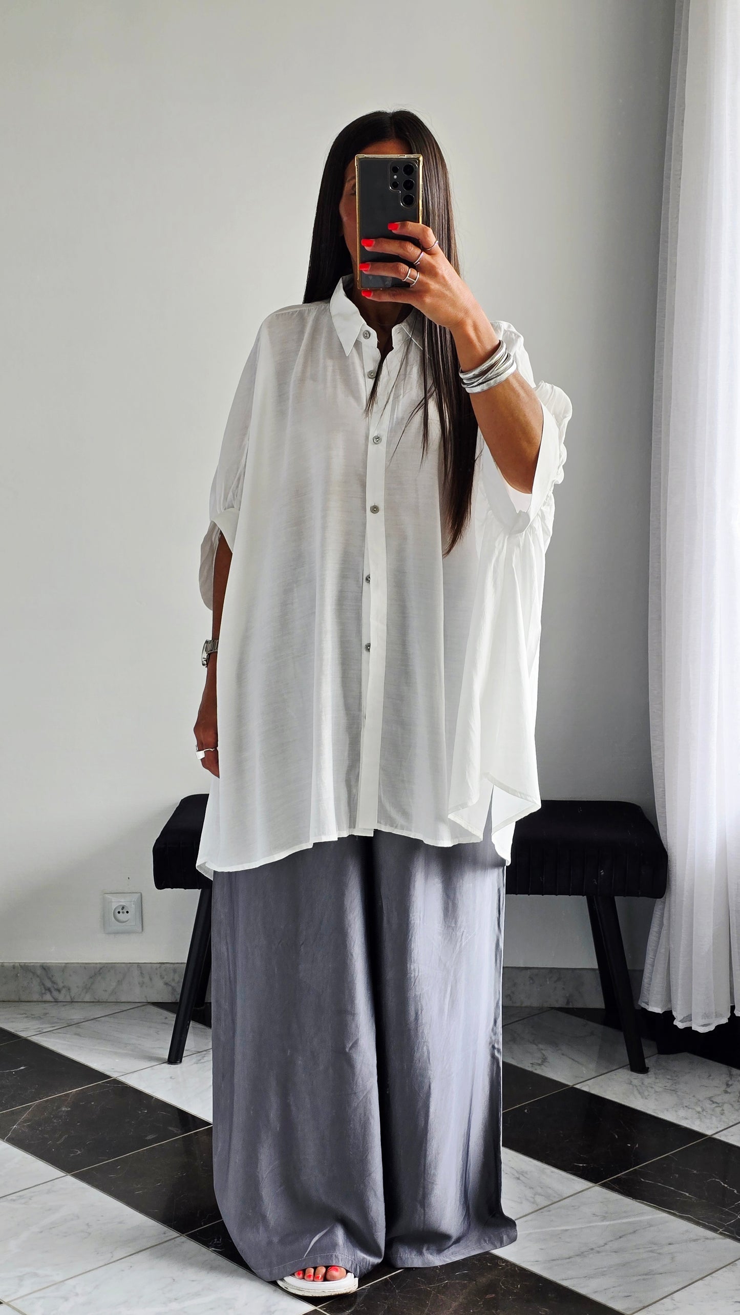 Chemise oversize fluide Blanche