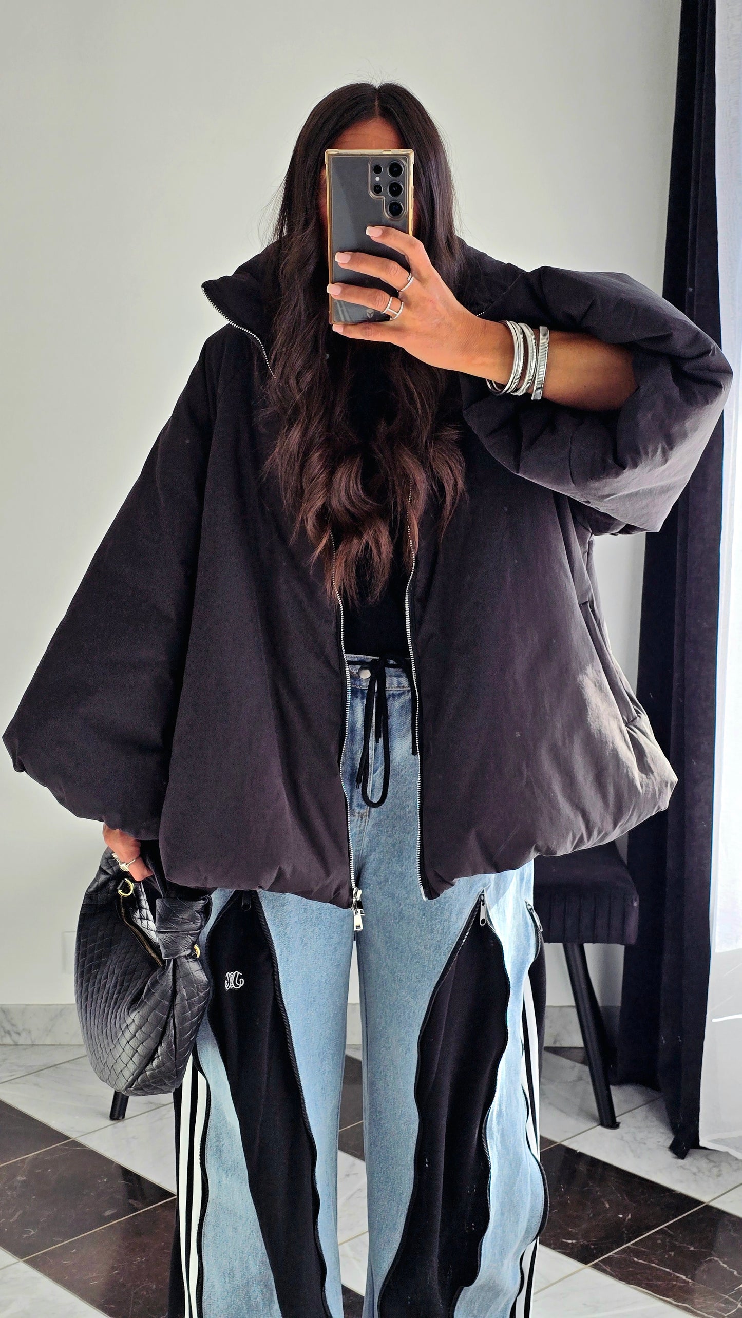 Manteau Oversize Cocooning Noir – Manches Ballon