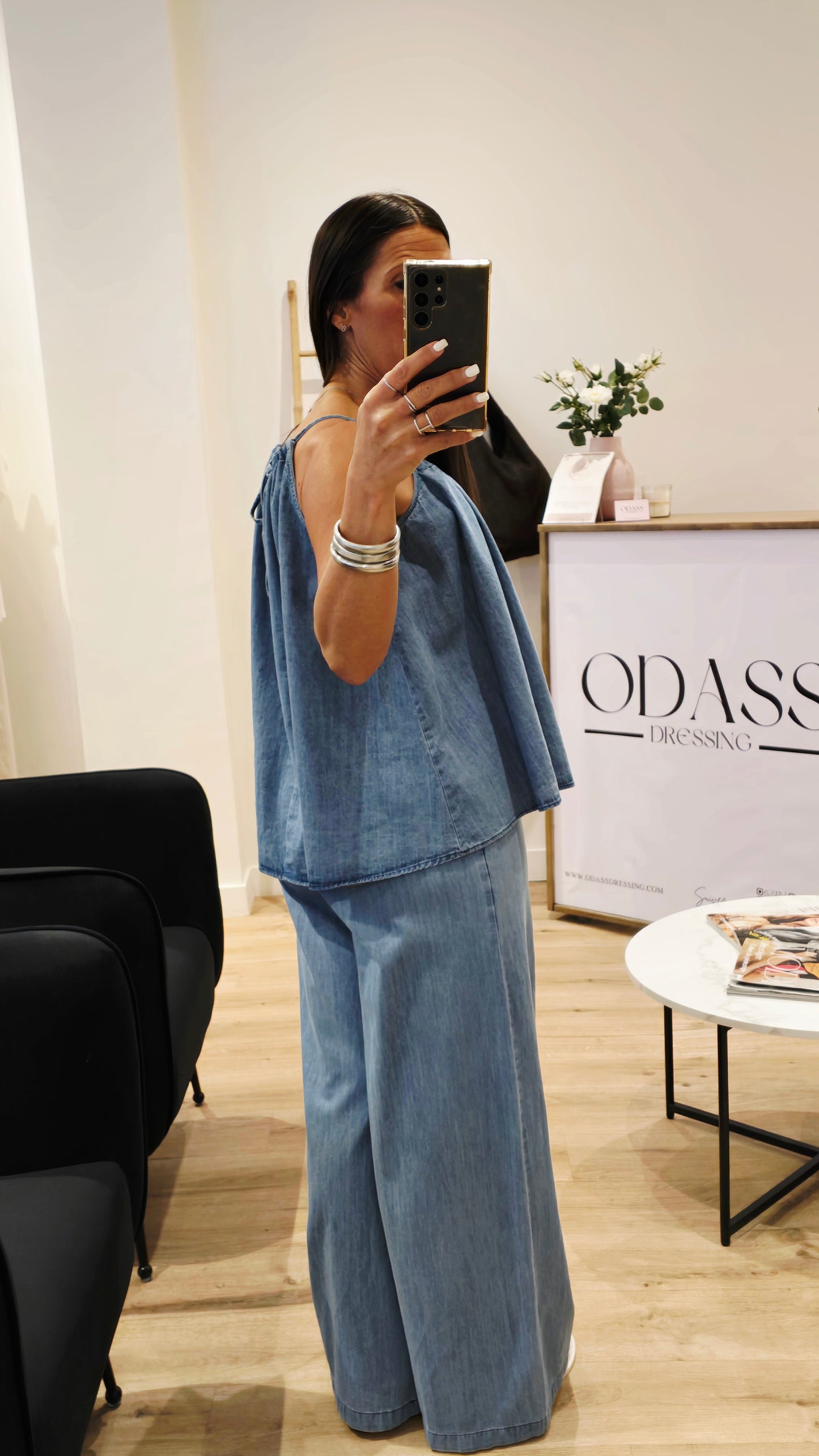 Top Aérien à Nouer – Bleu Denim Clair