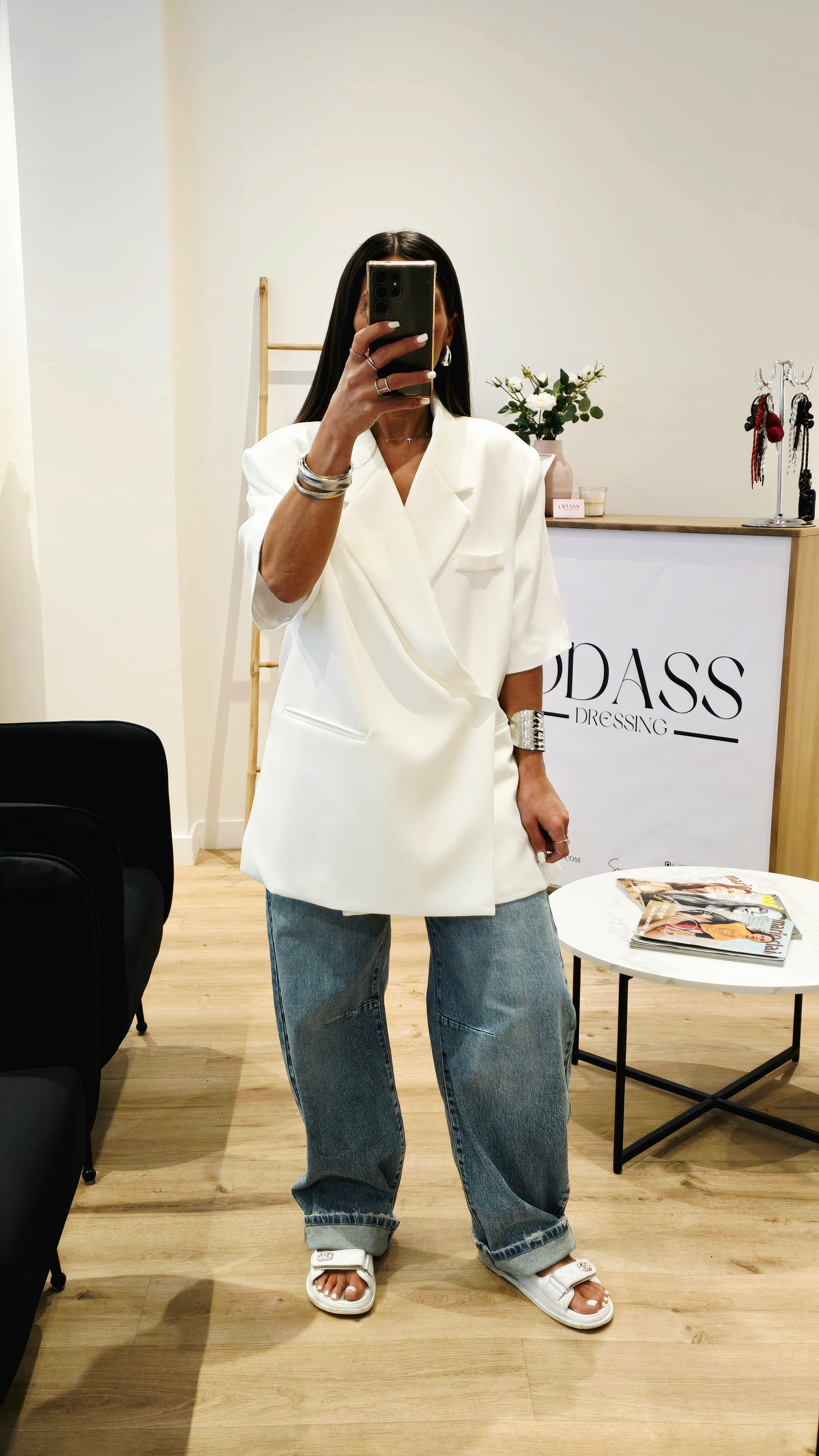 Blazer manches courtes structuré – Blanc