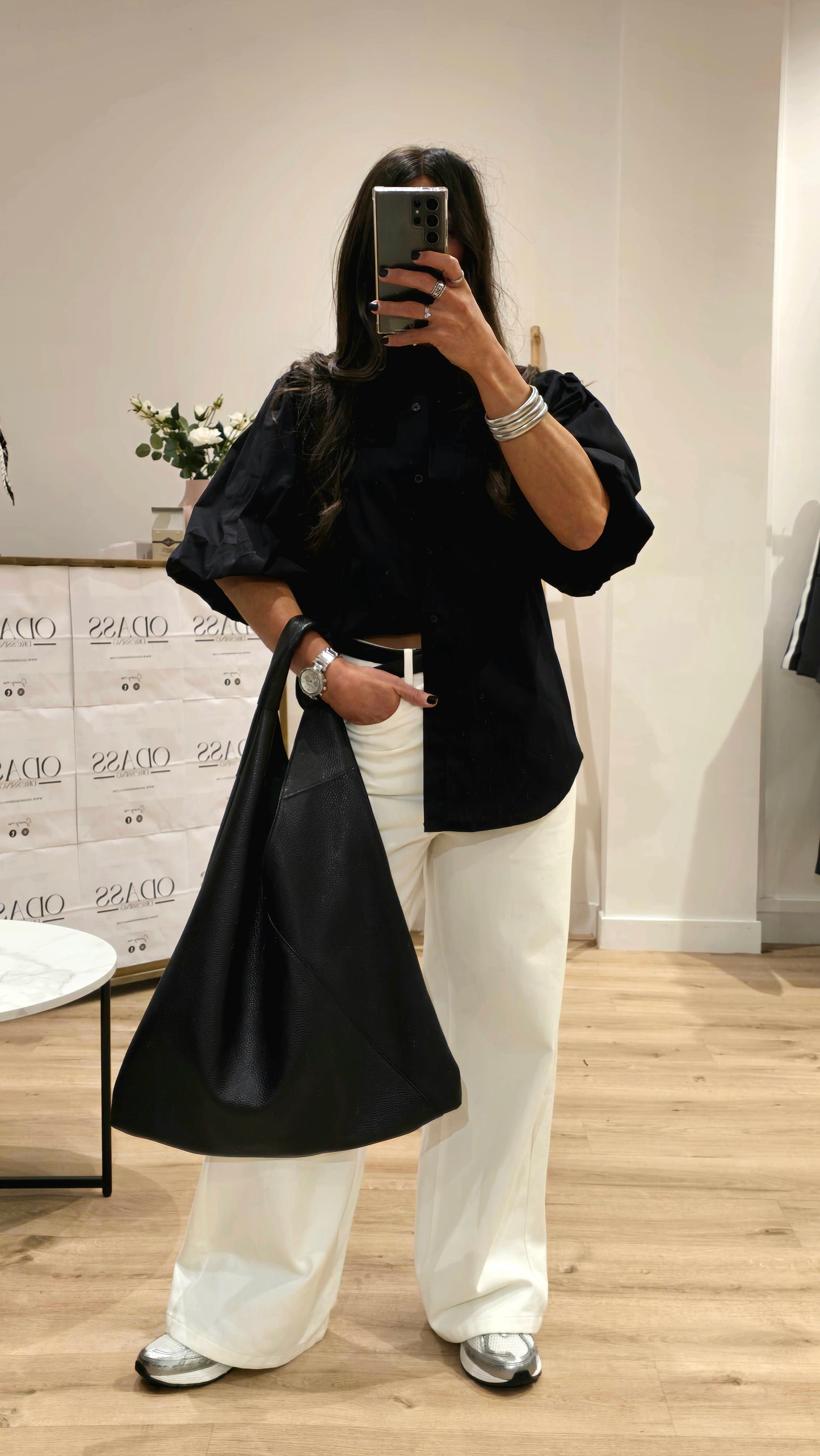 Grand Sac Nomade en Cuir Grainé Noir