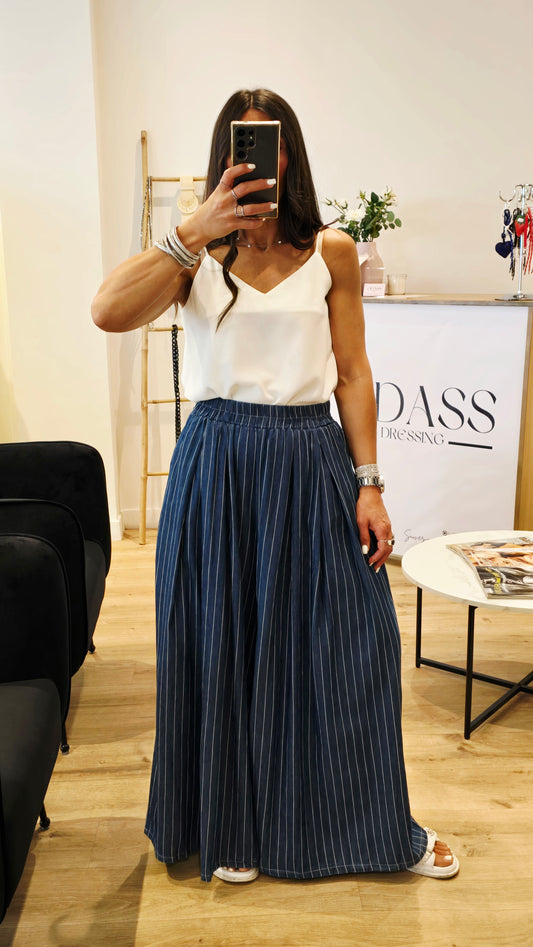 Débardeur fluide col V – blanc éclat