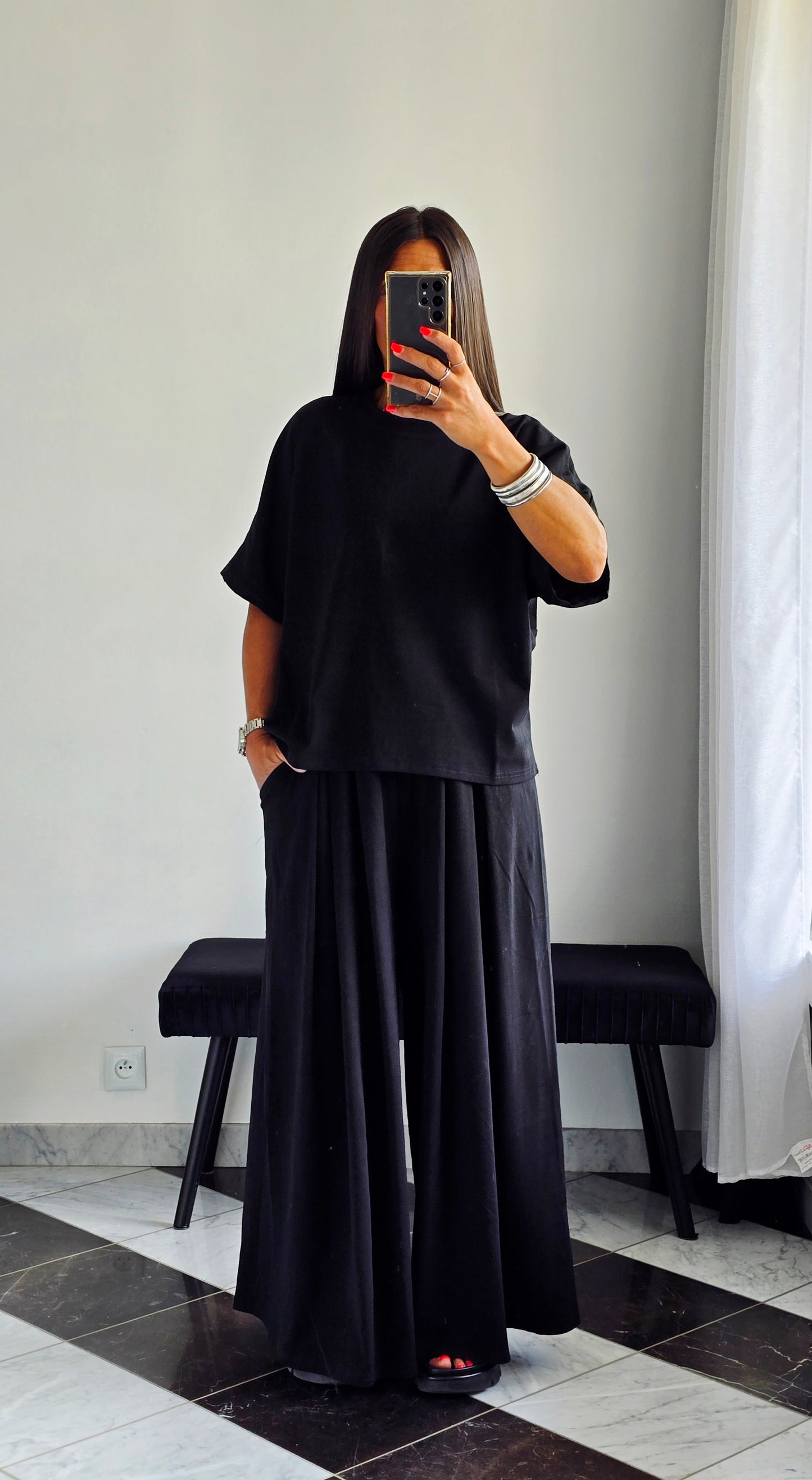 T-shirt oversize Noir en 100 % coton – Maille jersey