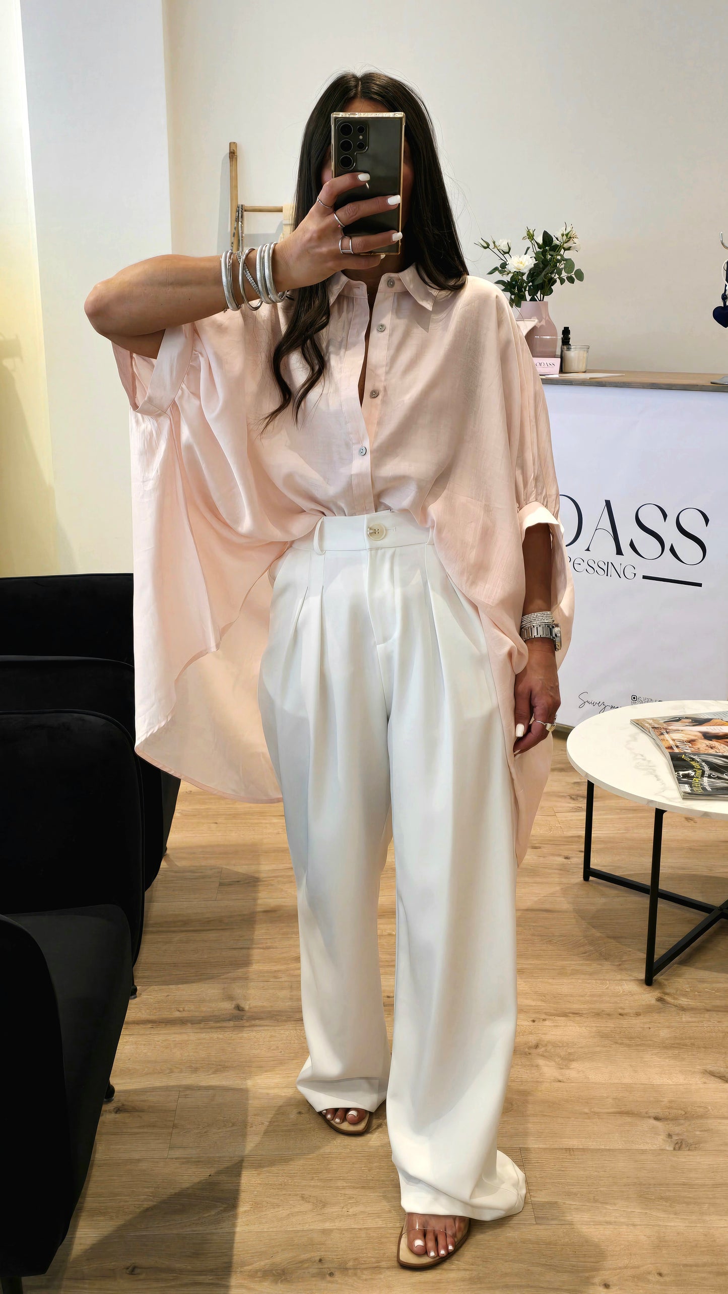 Chemise oversize fluide rose