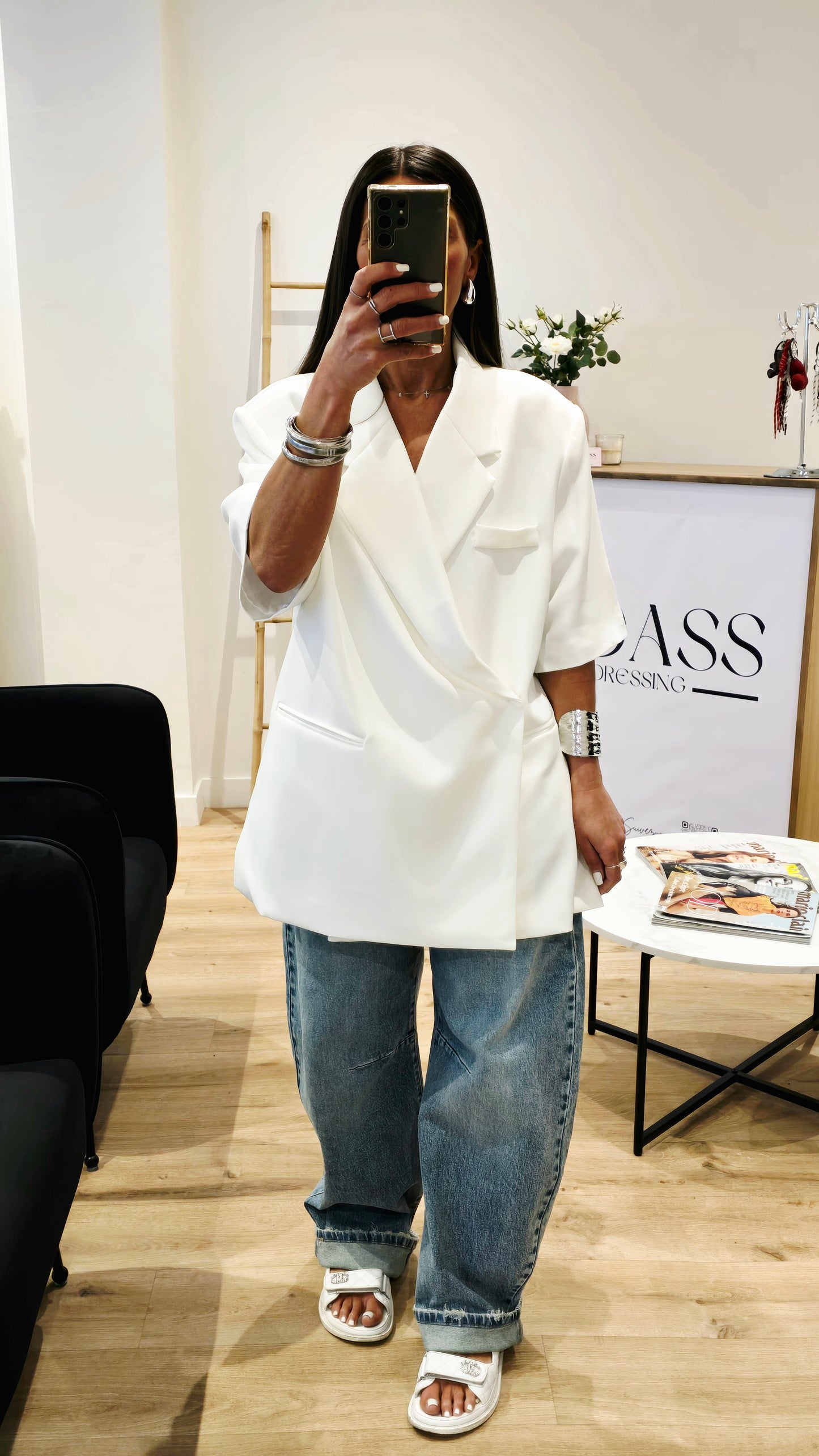 Blazer manches courtes structuré – Blanc