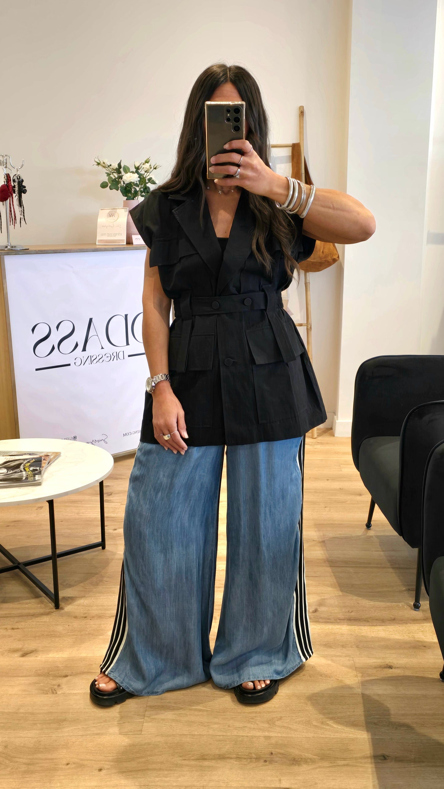 Veste Saharienne Sans Manches – Noir