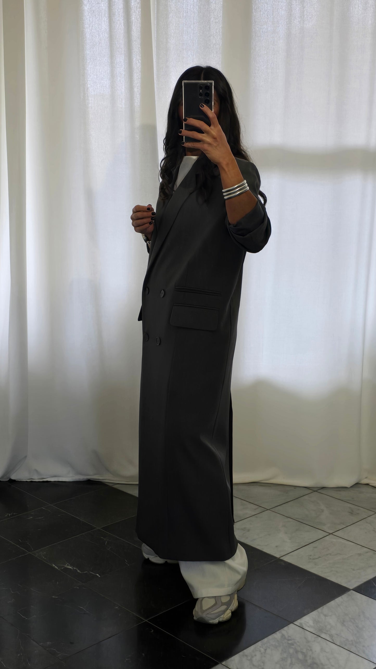 Blazer Long Zara Gris