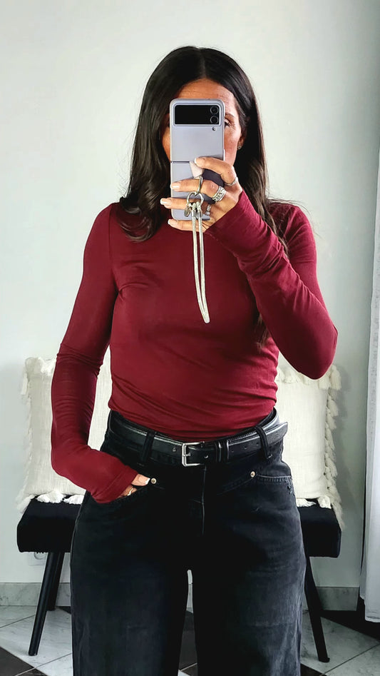 T-shirt en Tencel Bordeaux