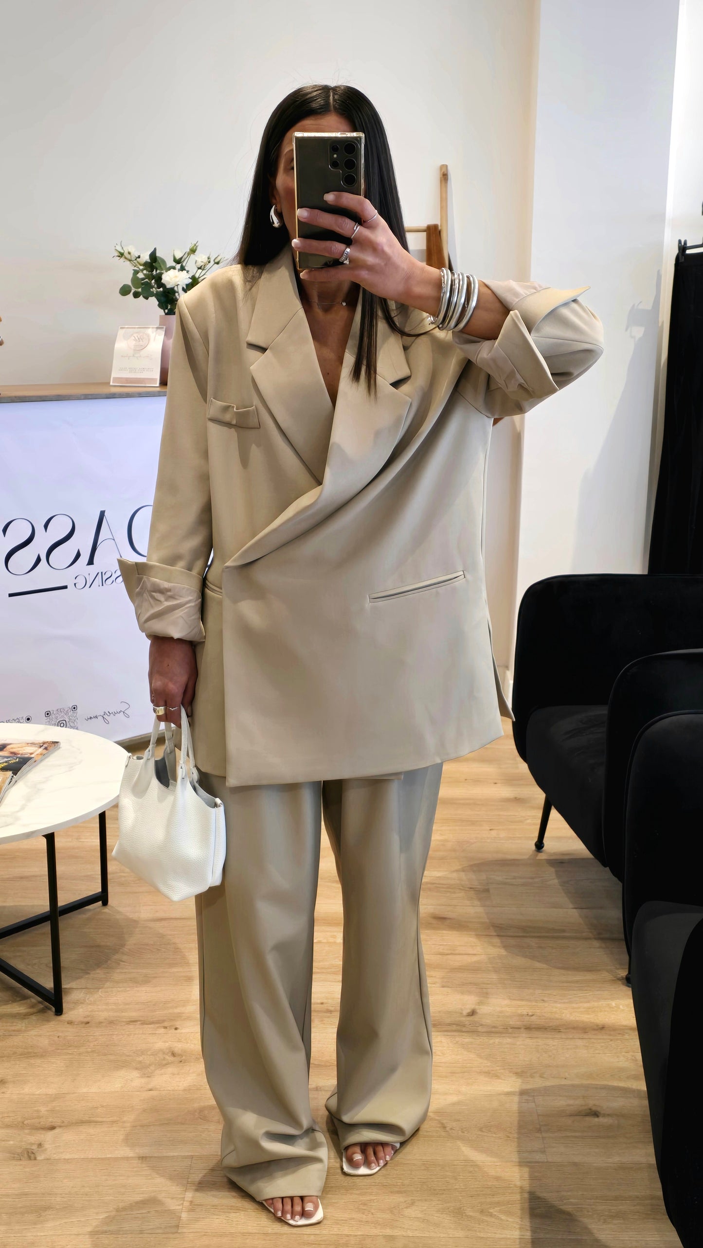 Blazer Croisé Beige Clair