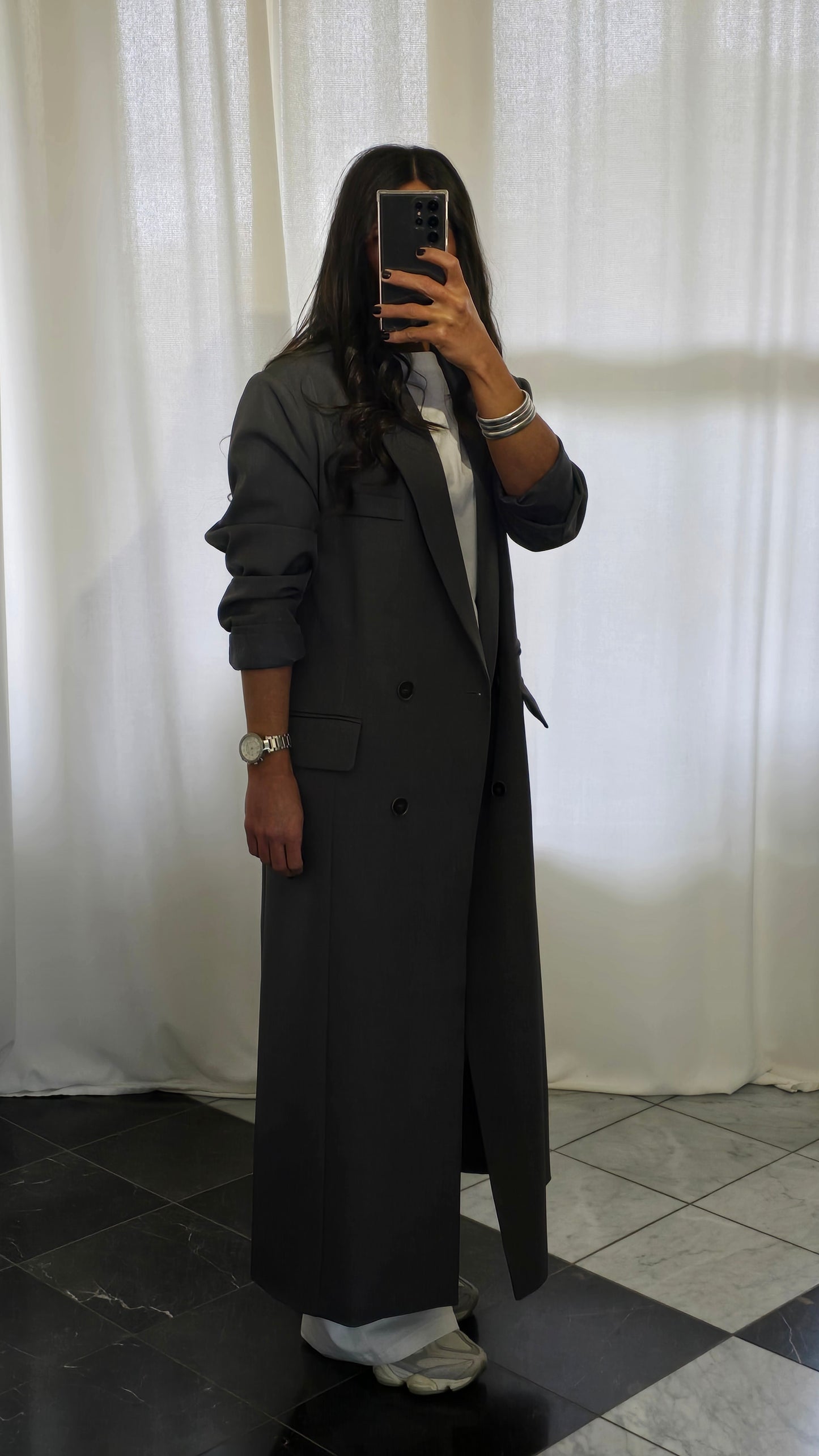 Blazer Long Zara Gris