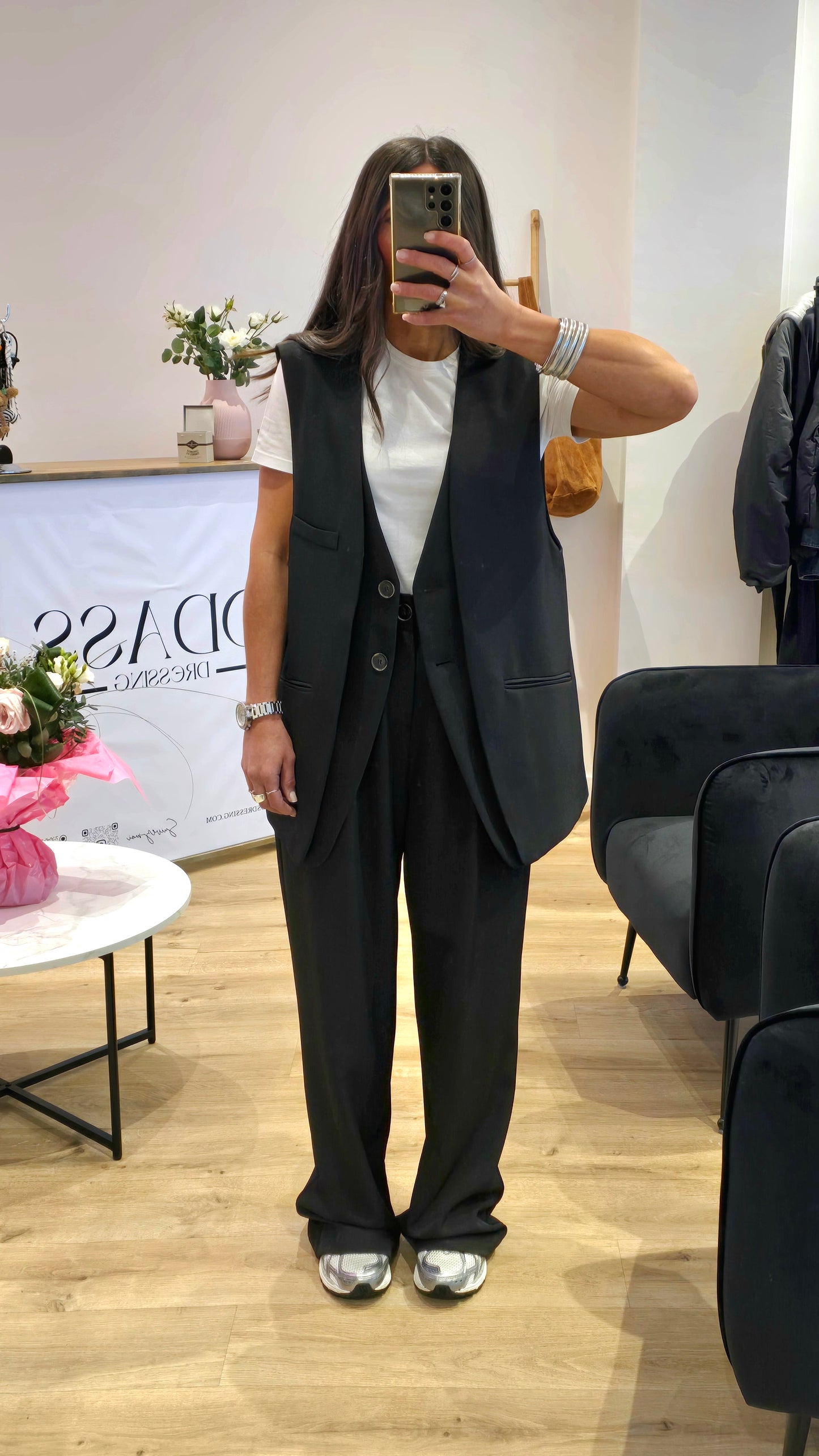 Pantalon Tailleur Large Noir