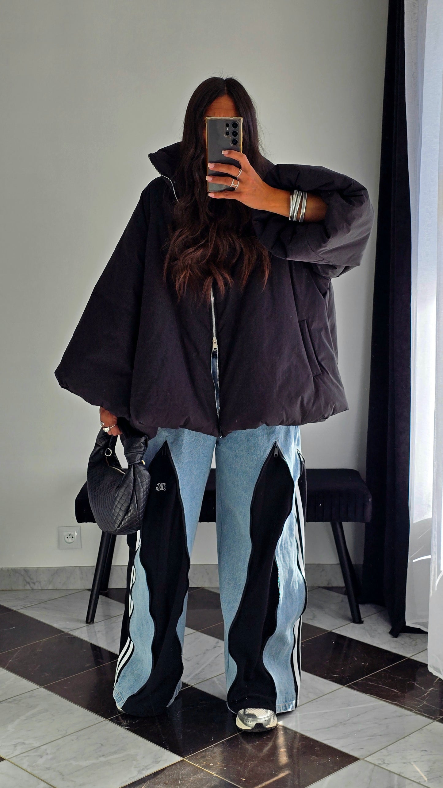 Manteau Oversize Cocooning Noir – Manches Ballon