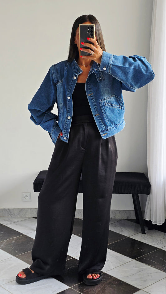 Veste en jean structurée – Détails manches sculptées