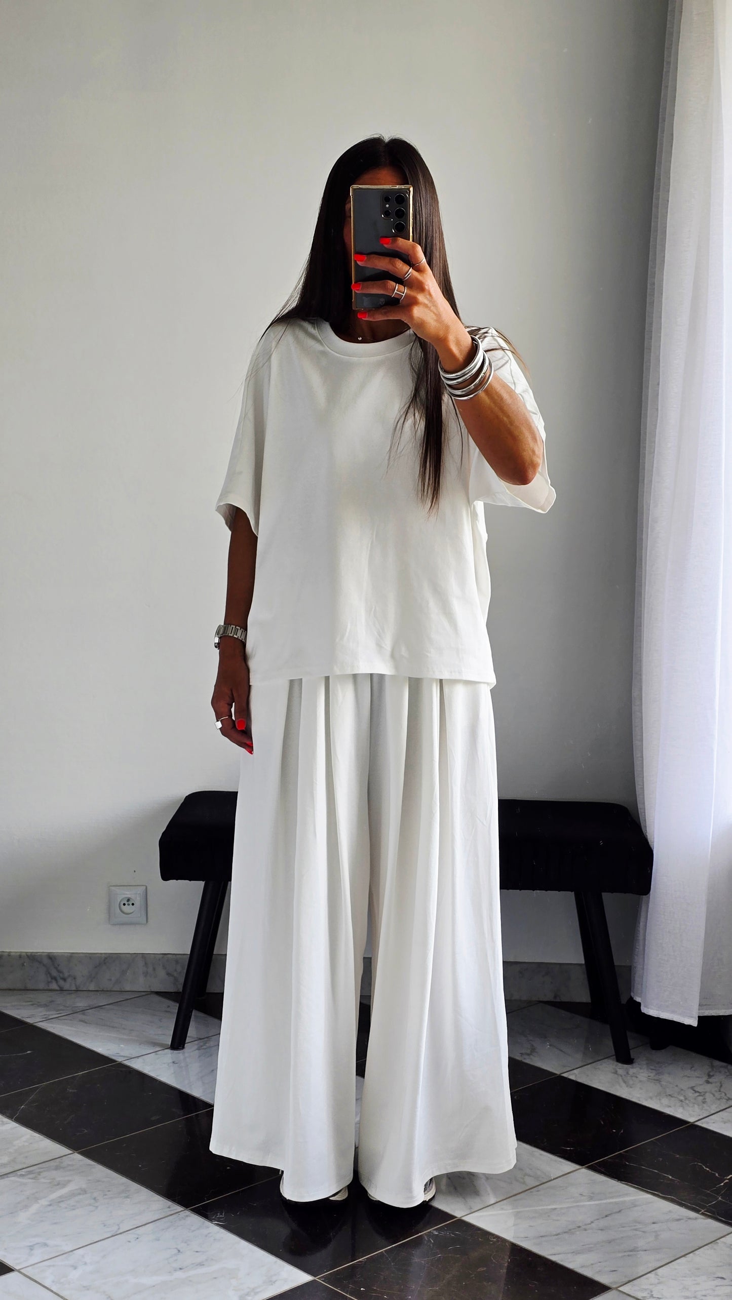 T-shirt oversize Blanc cassé en 100 % coton – Maille jersey