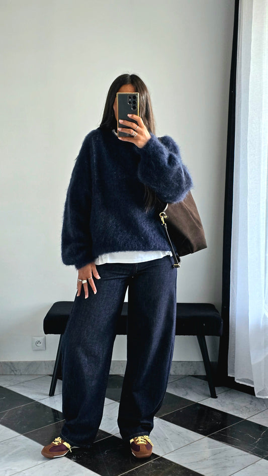 Pull Oversize Kid Mohair – Bleu Nuit