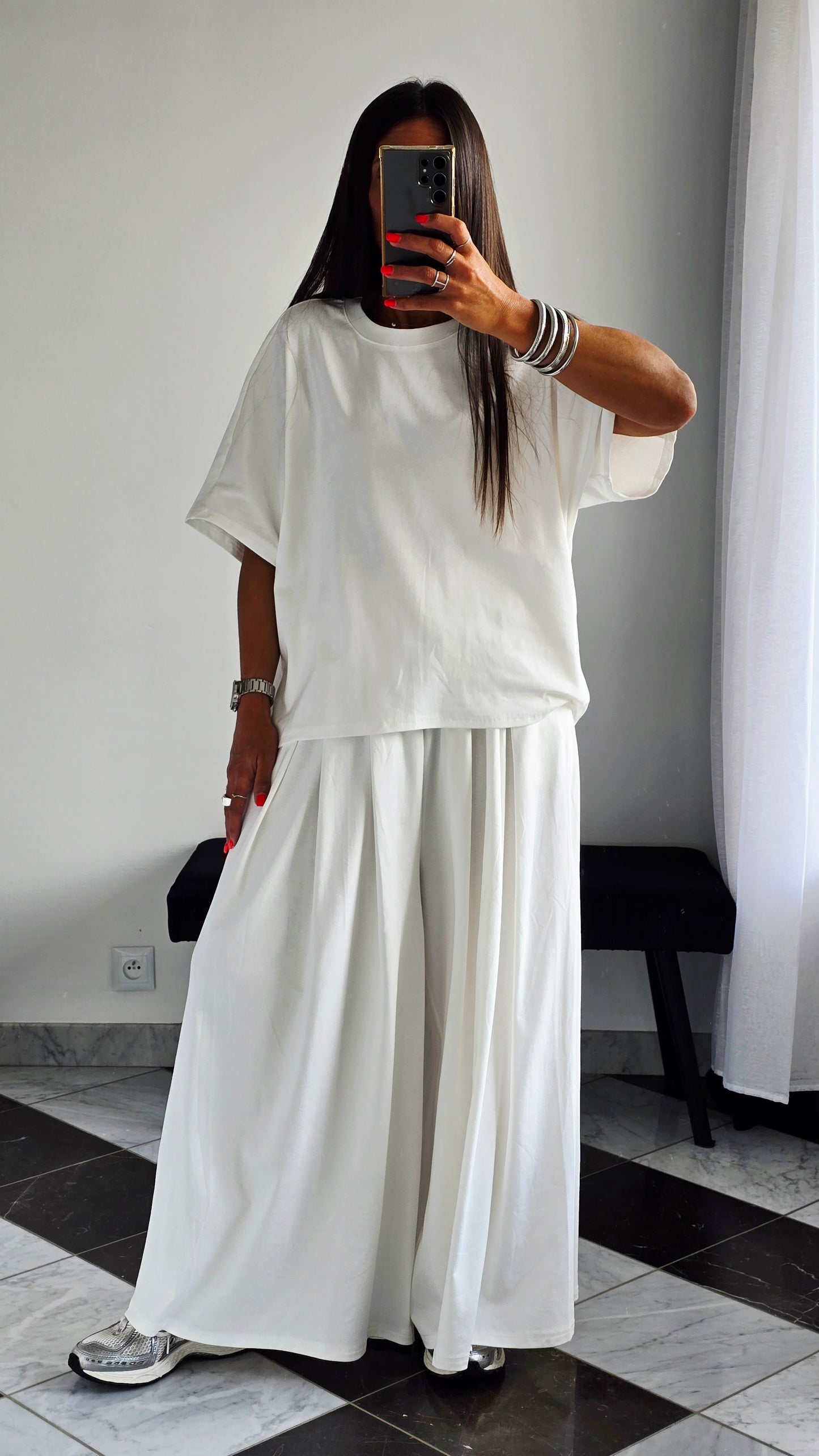 T-shirt oversize Blanc cassé en 100 % coton – Maille jersey