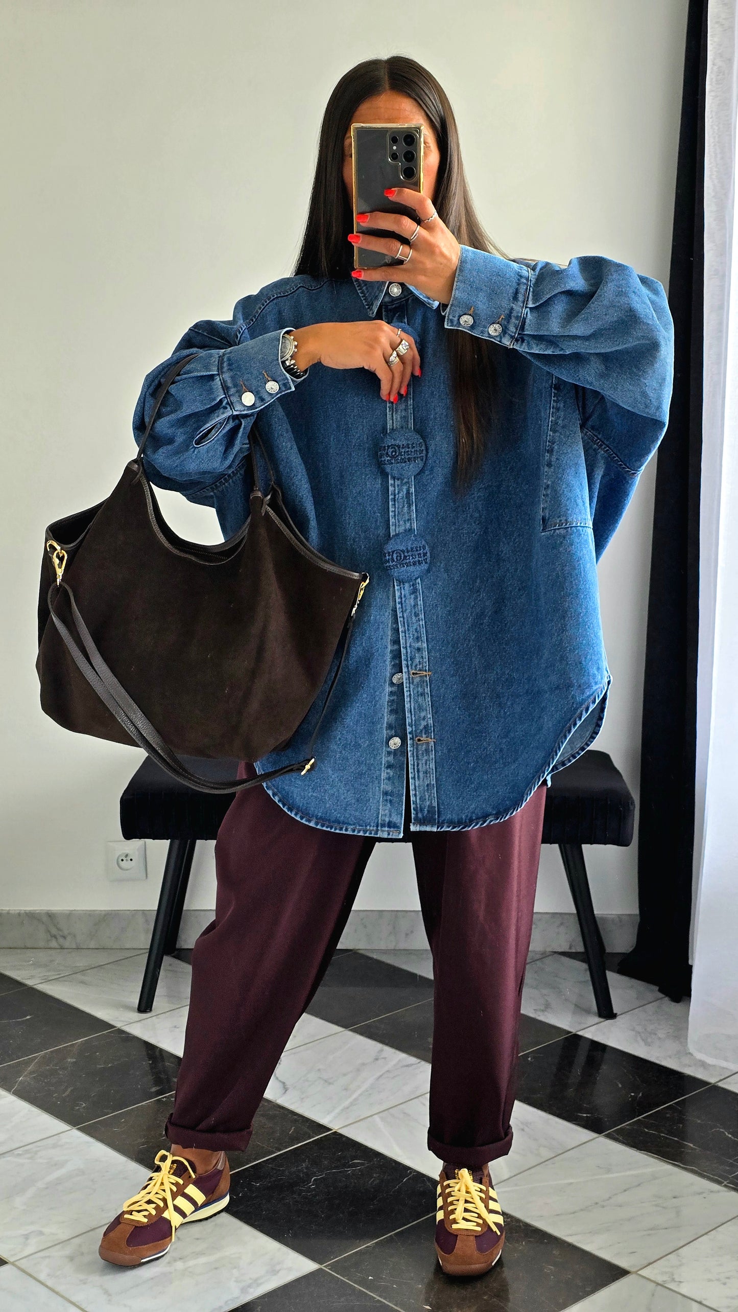 Sac cabas souple en cuir – Chocolat
