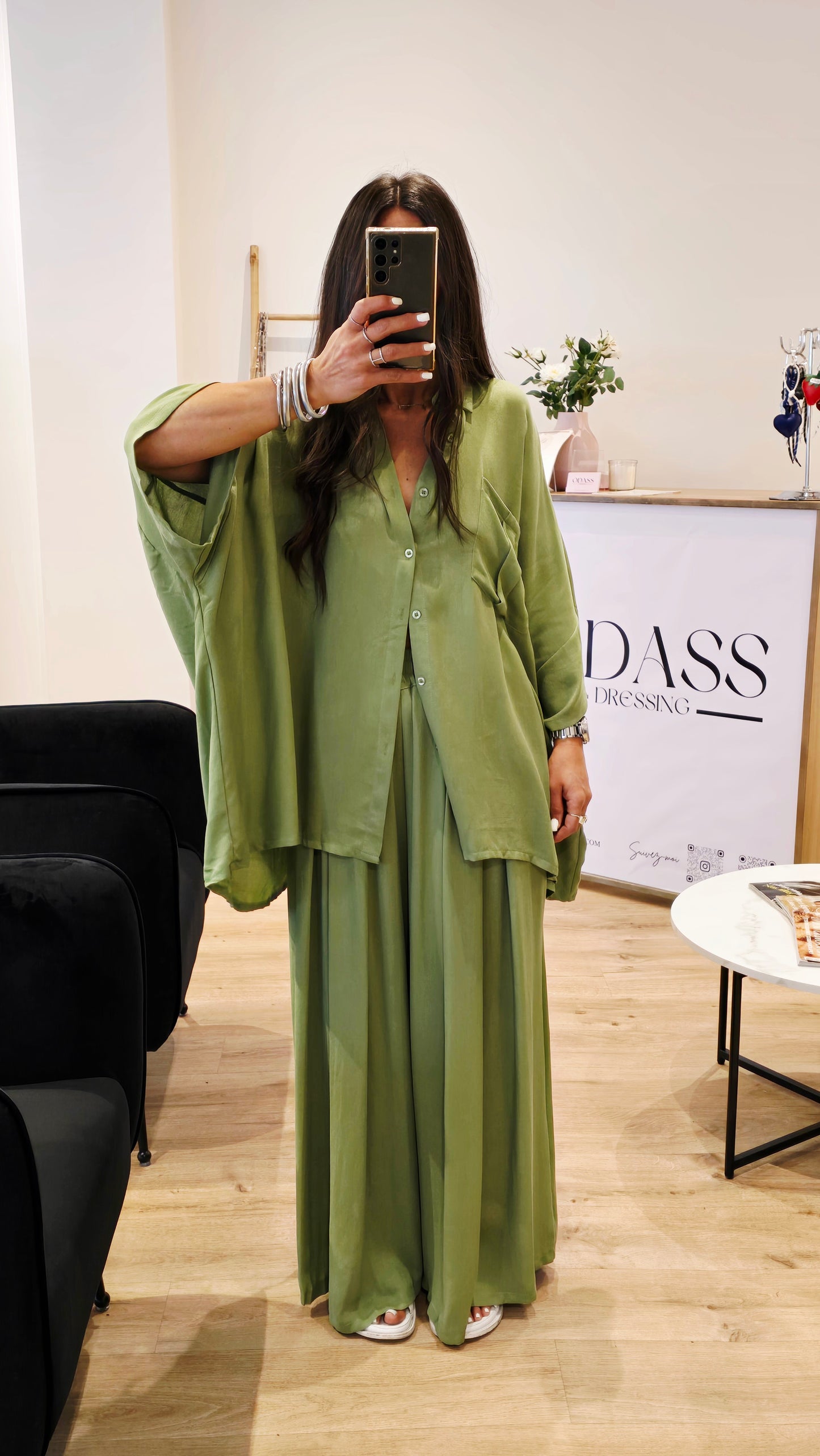 Ensemble ample vert matcha – confort et allure