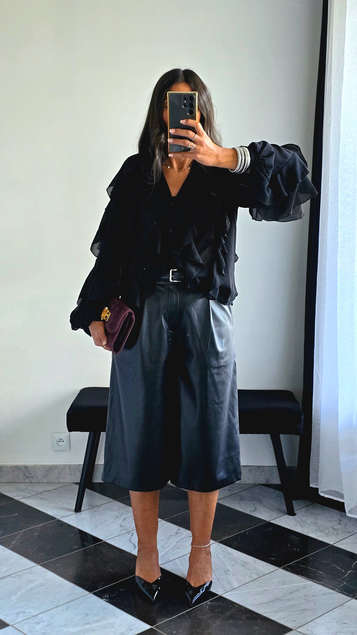Bermuda Simili Cuir Noir