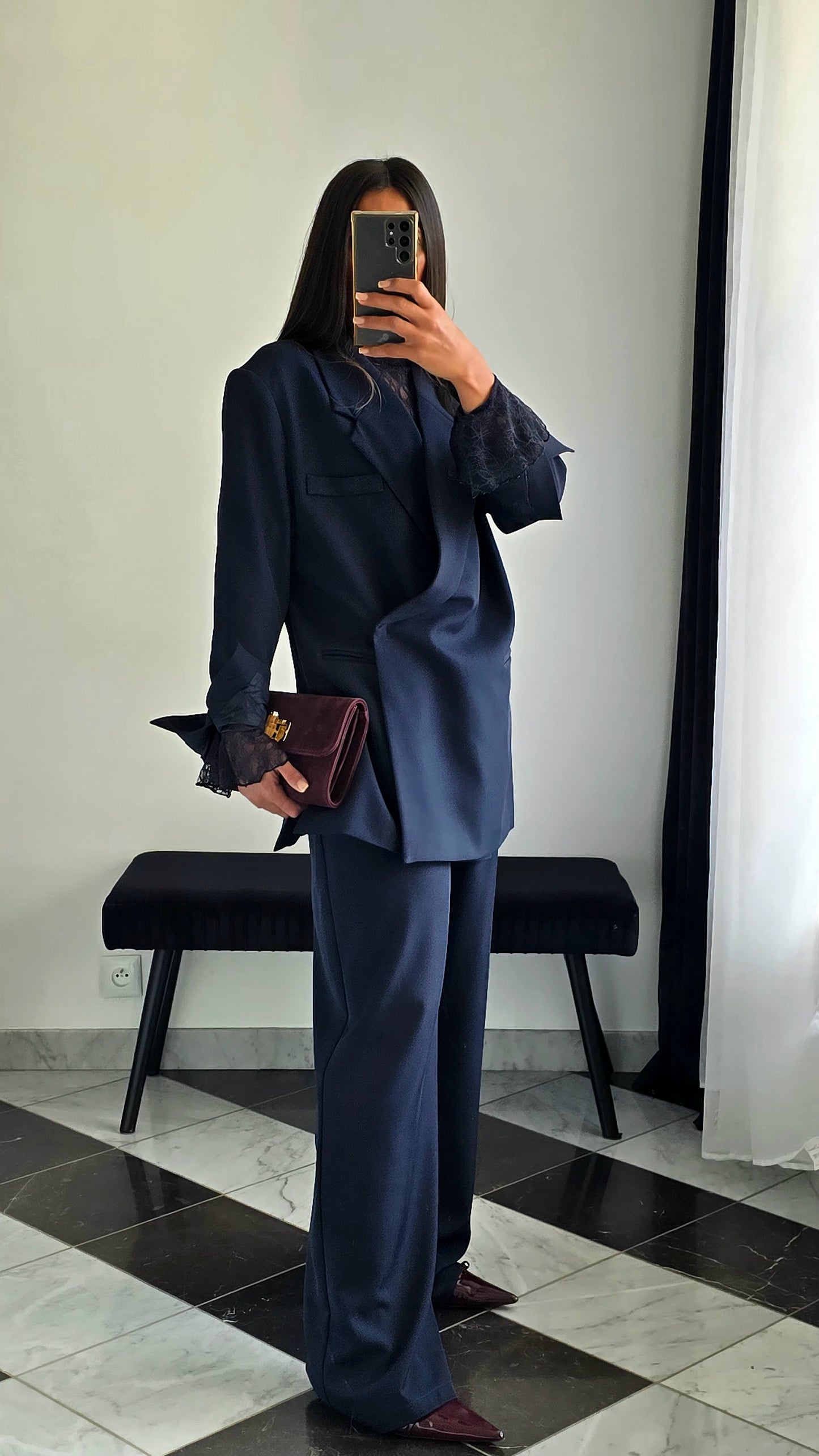 Blazer Croisé Oversize – Bleu Marine Profond