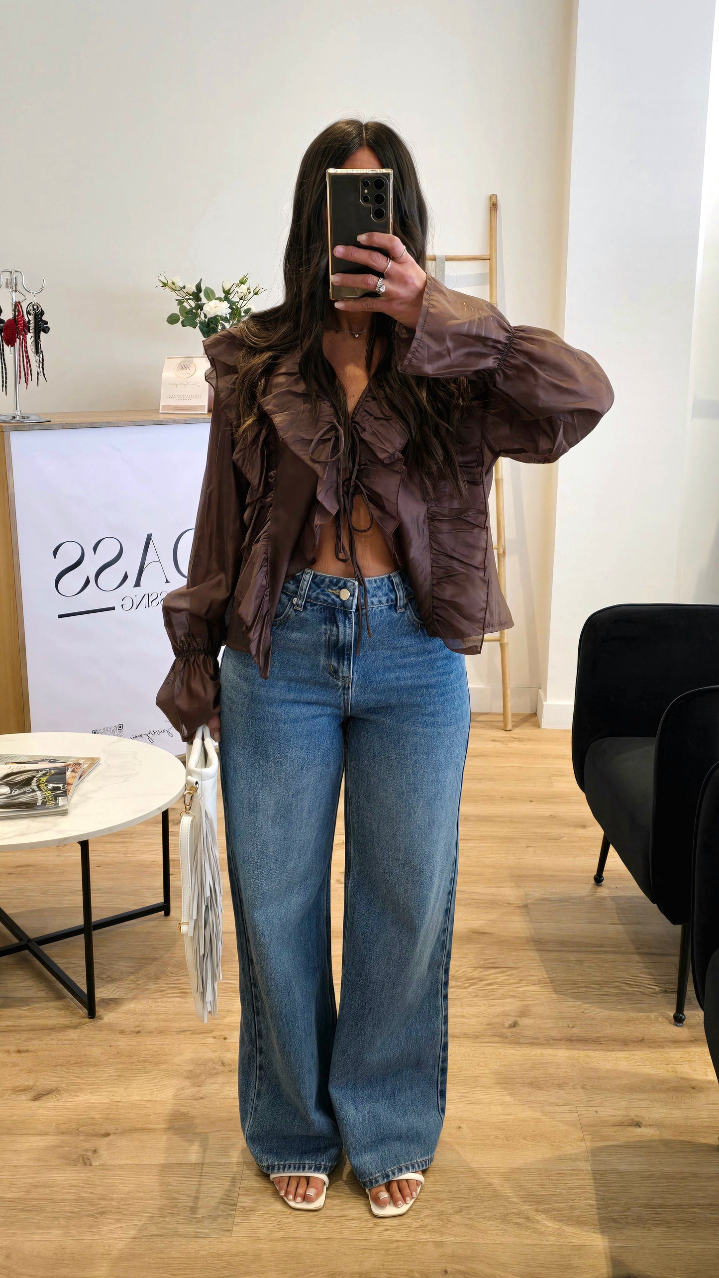 Jean Wide Leg taille Haute – Délavage Brut