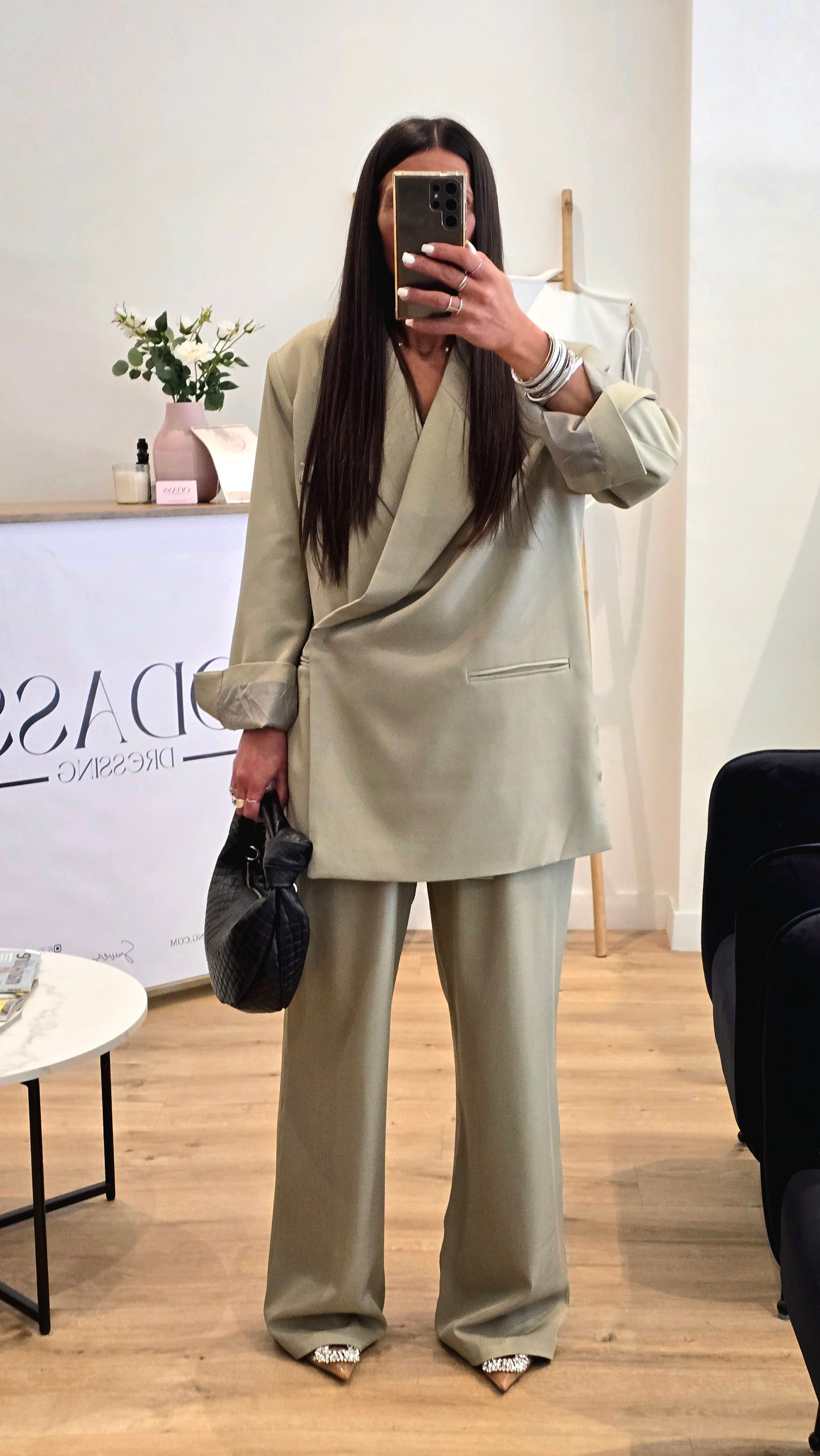 Blazer Croisé Tilleul Clair