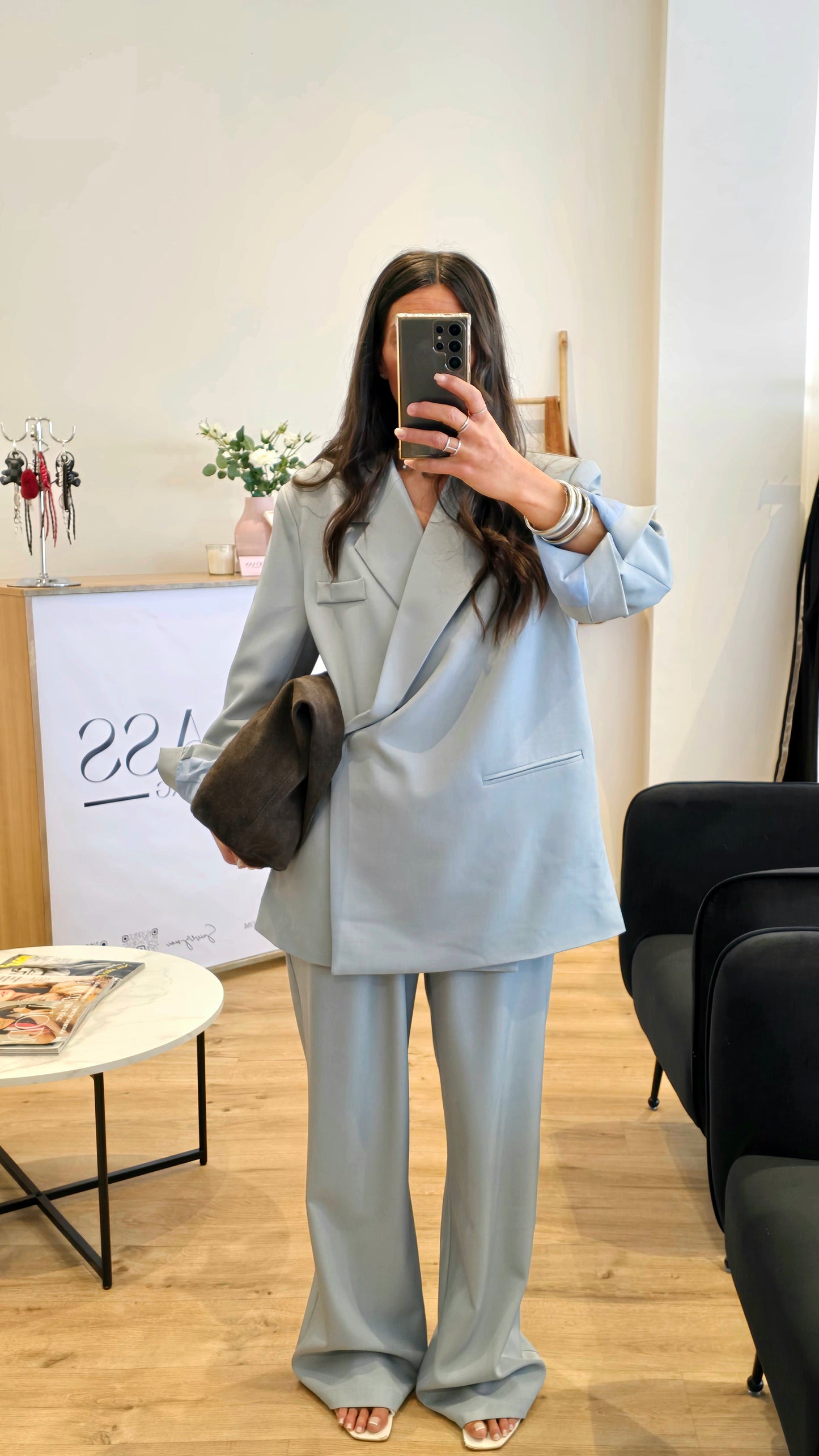 Pantalon Tailleur Large Ciel
