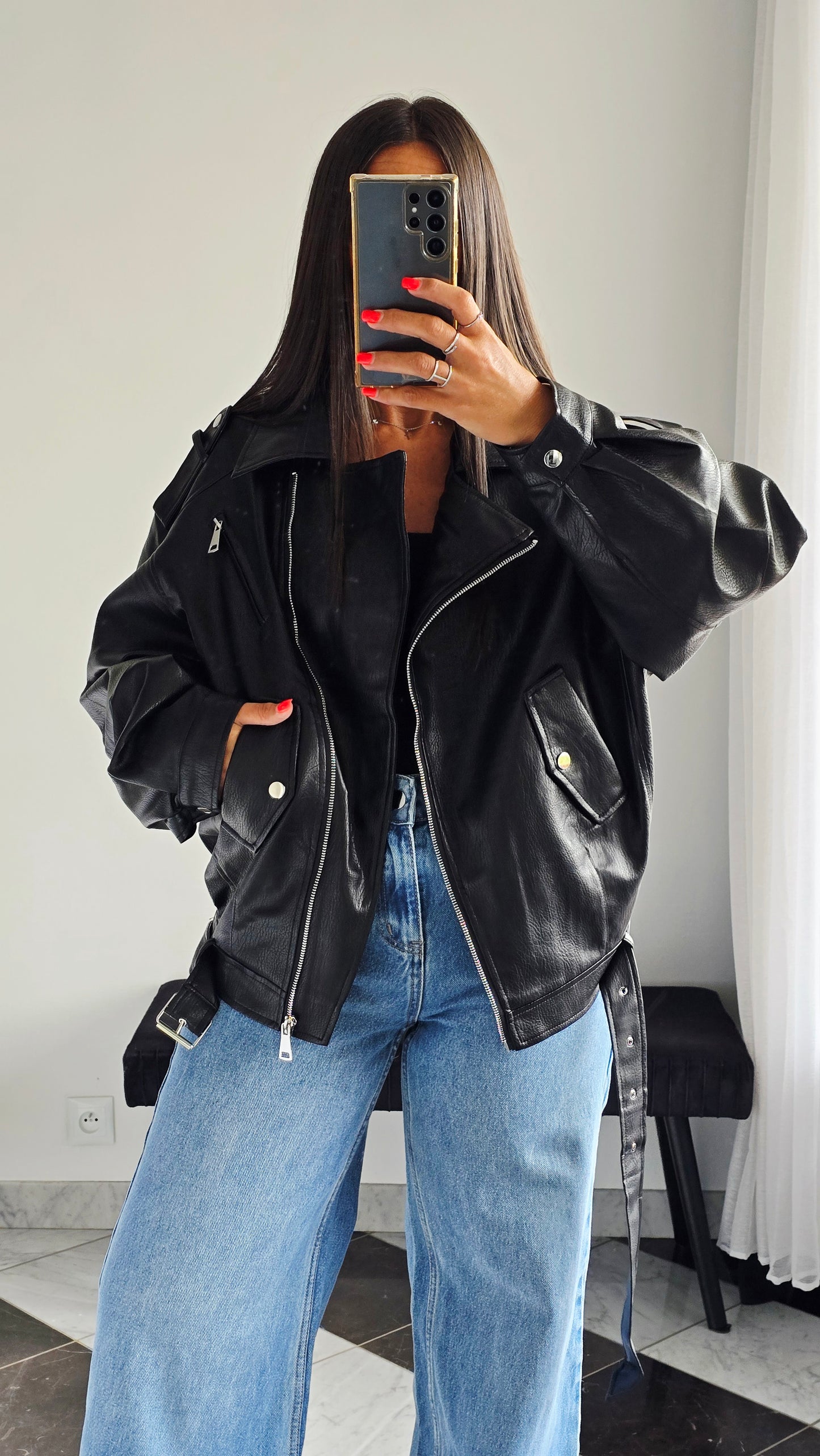 Perfecto Oversize effet cuir – Doublure intégrale