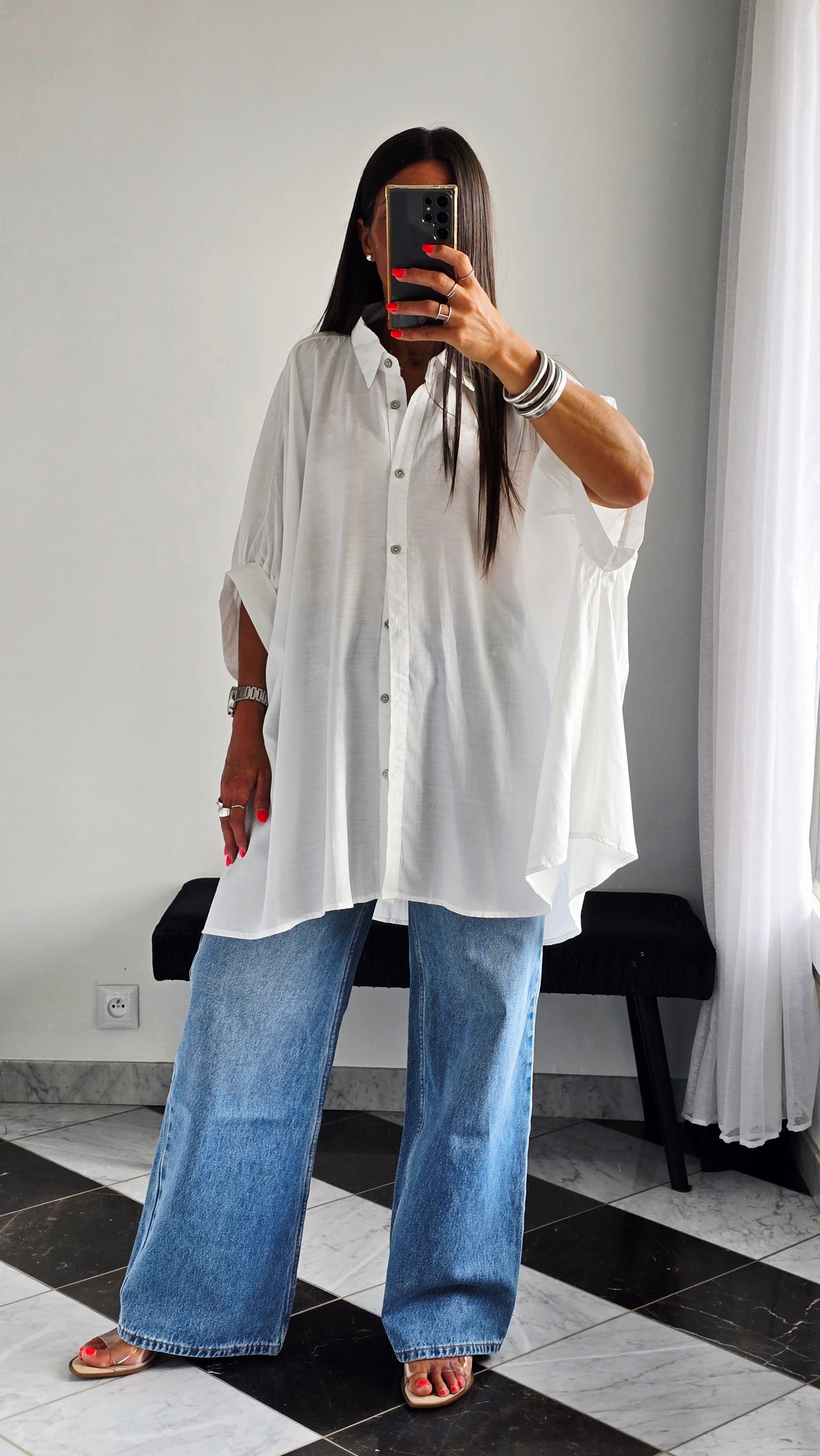 Chemise oversize fluide Blanche