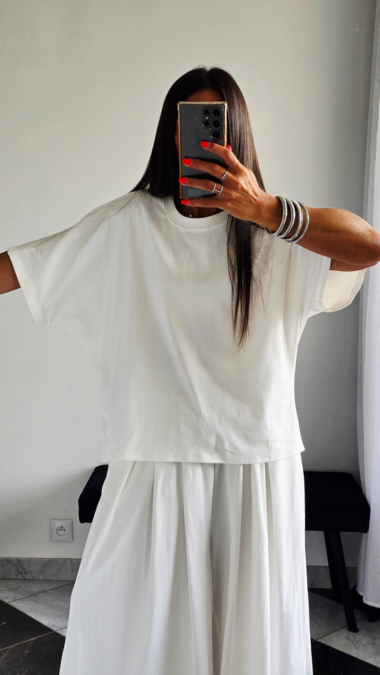 T-shirt oversize Blanc cassé en 100 % coton – Maille jersey