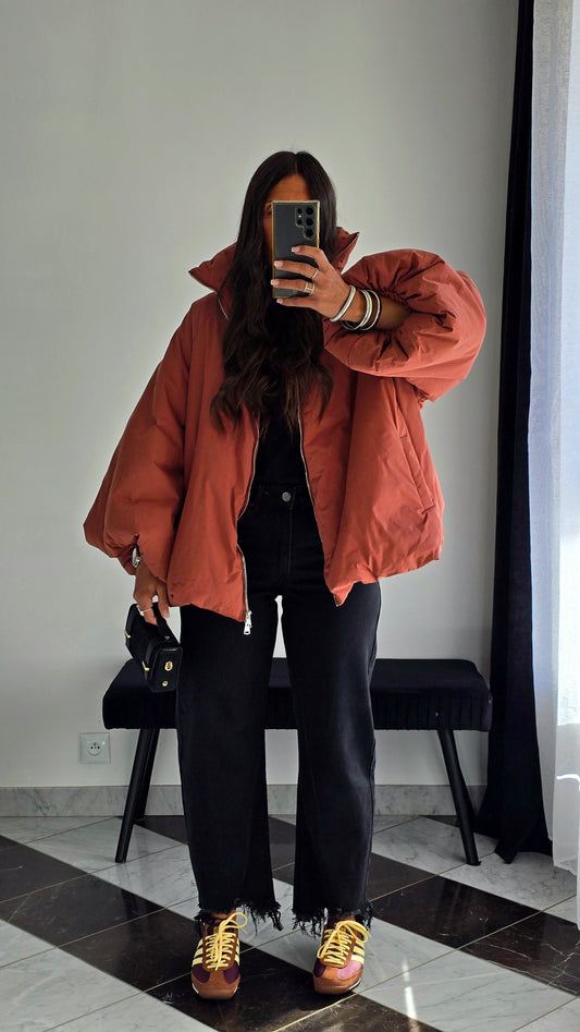 Manteau Oversize Cocooning Terracotta – Manches Ballon