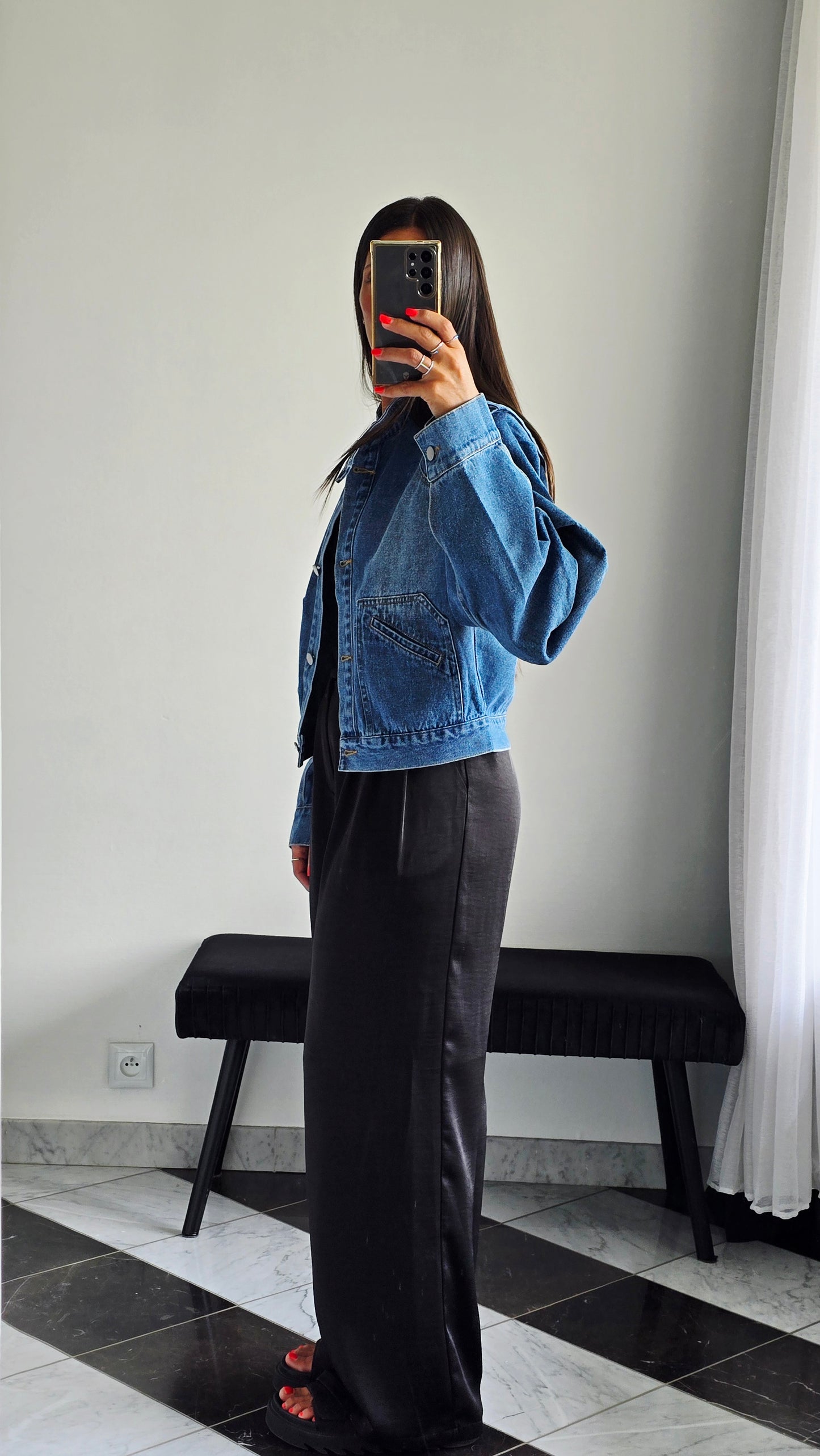 Veste en jean structurée – Détails manches sculptées