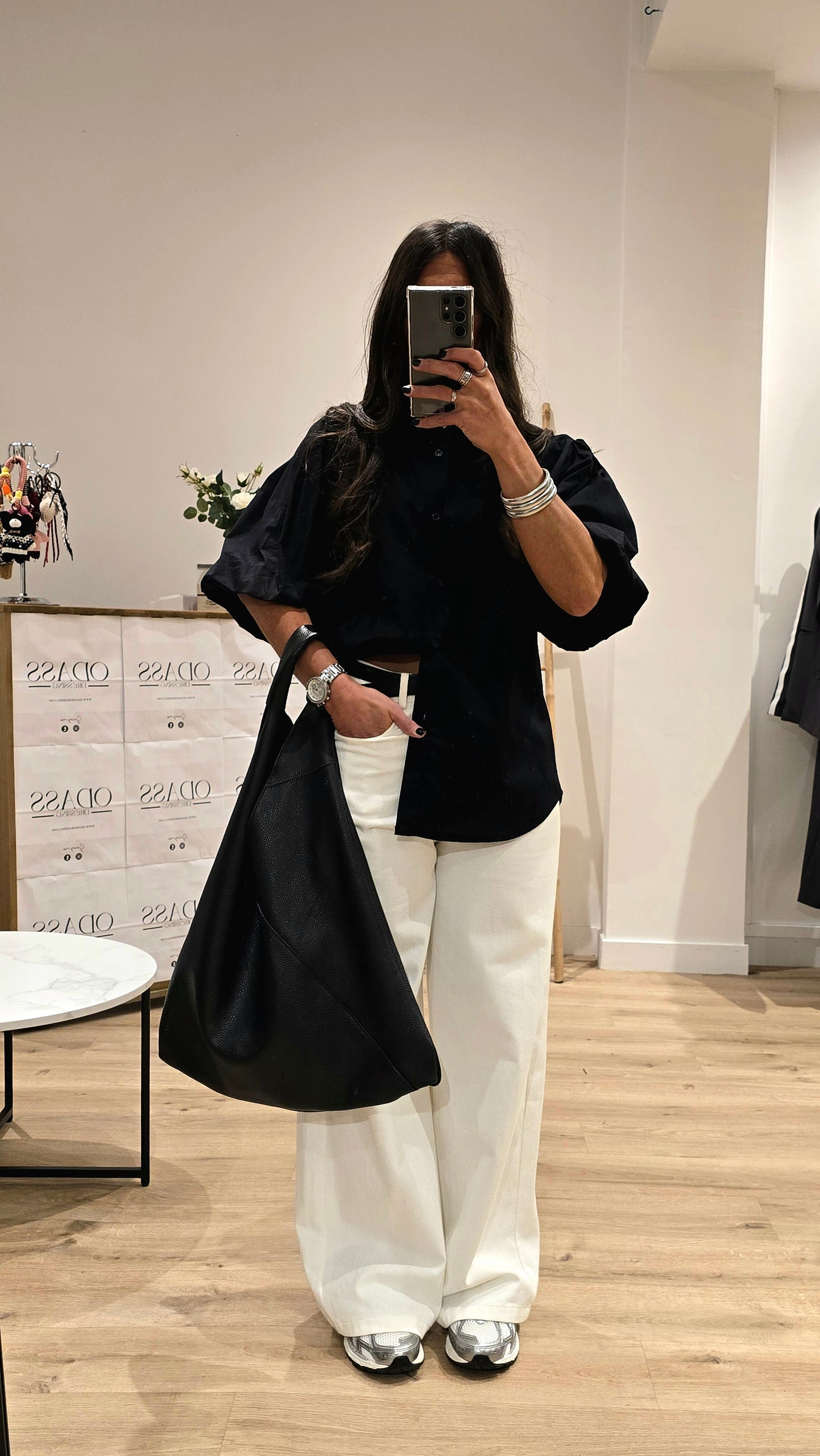 Grand Sac Nomade en Cuir Grainé Noir