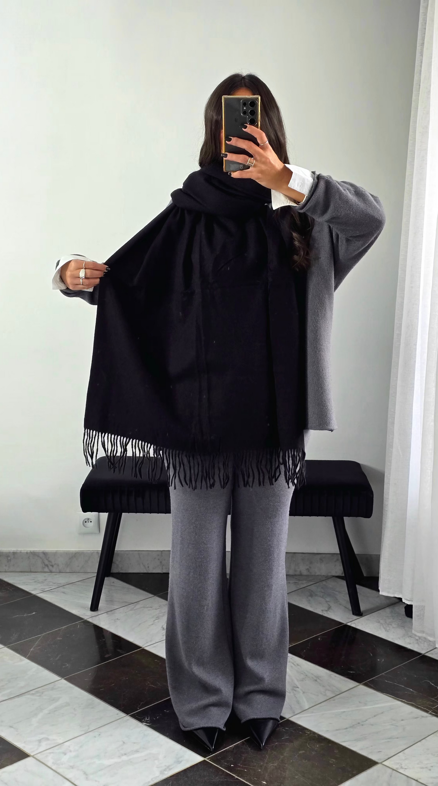 Écharpe Premium Cachemire & Laine – Noir