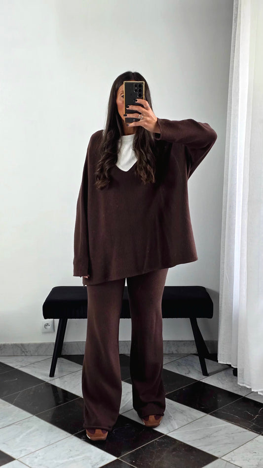 Ensemble Maille – Pull & Pantalon Chocolat