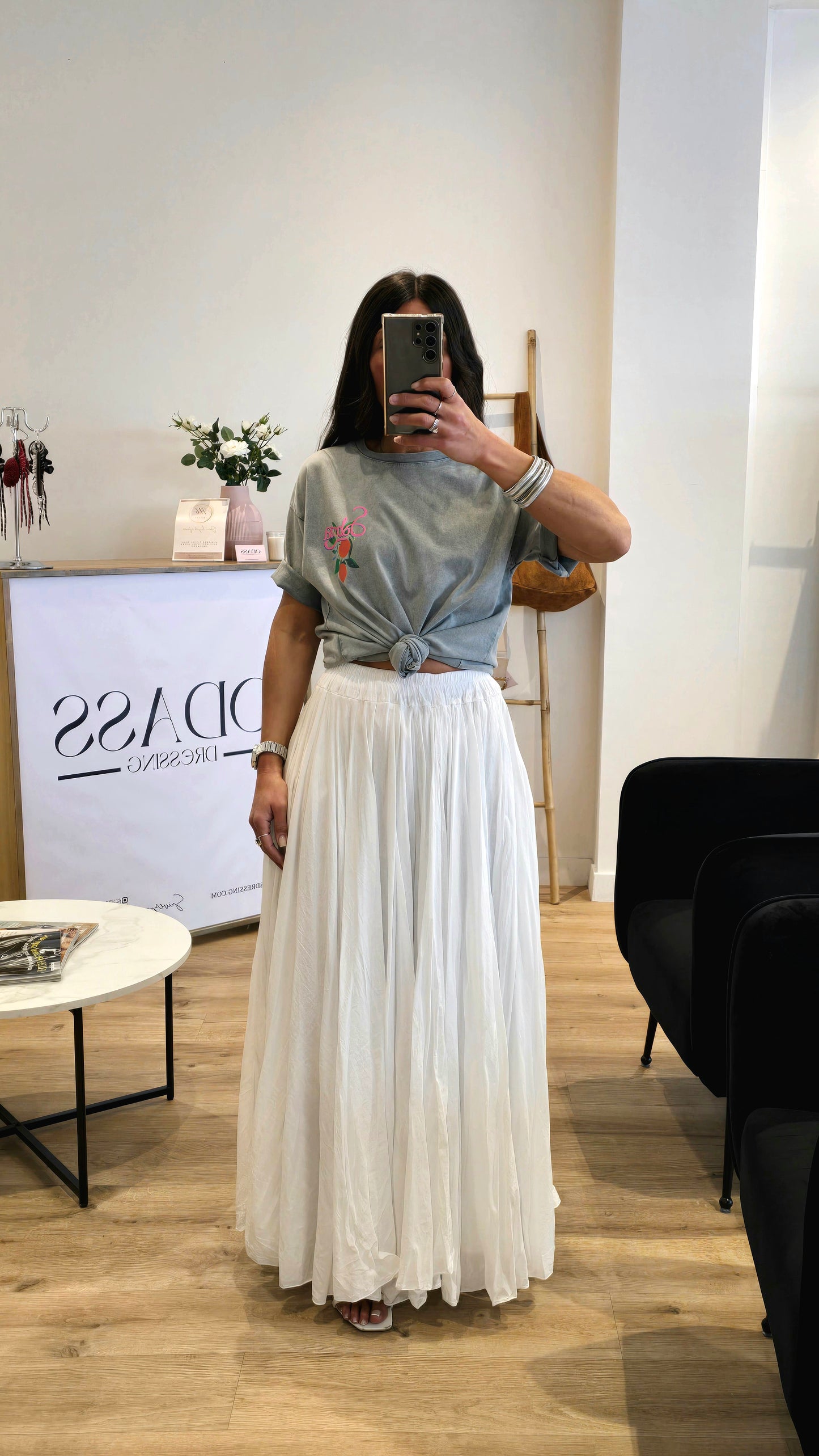 Jupe Longue Blanche 100% Coton – Fabriquée En Italie