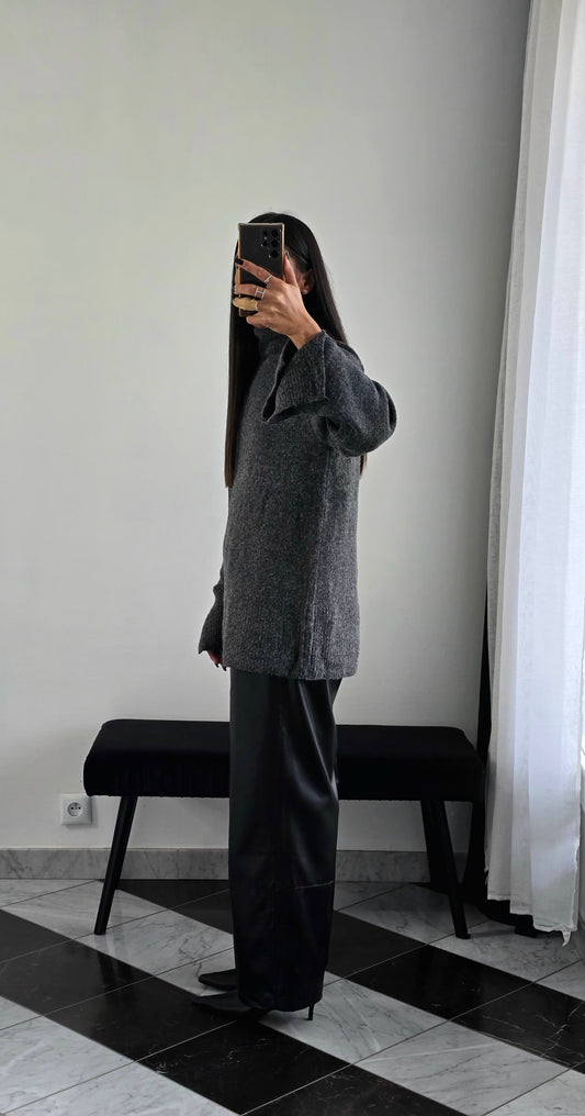 Pantalon Large Simili Noir – Doublure Viscose