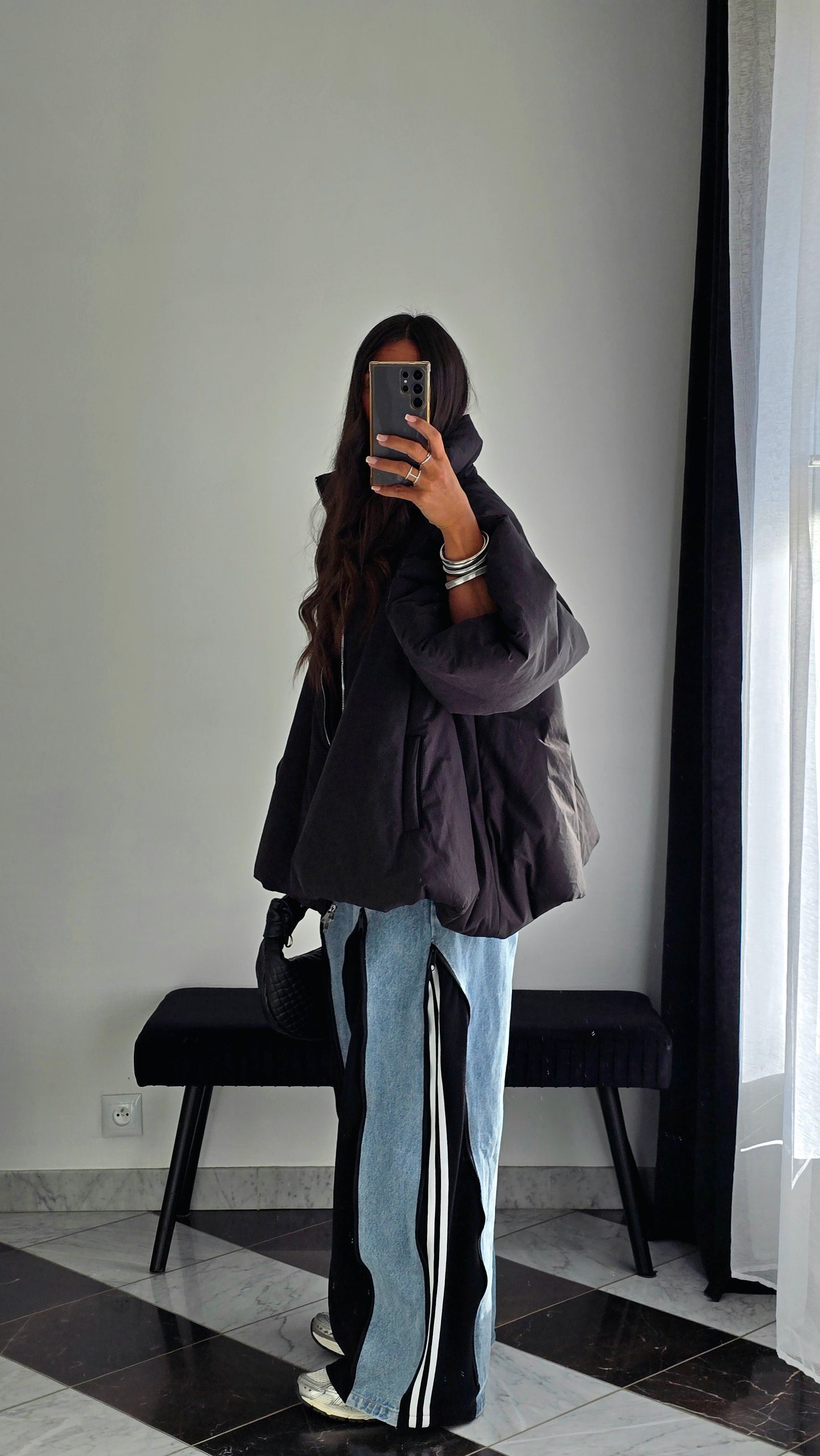Manteau Oversize Cocooning Noir – Manches Ballon