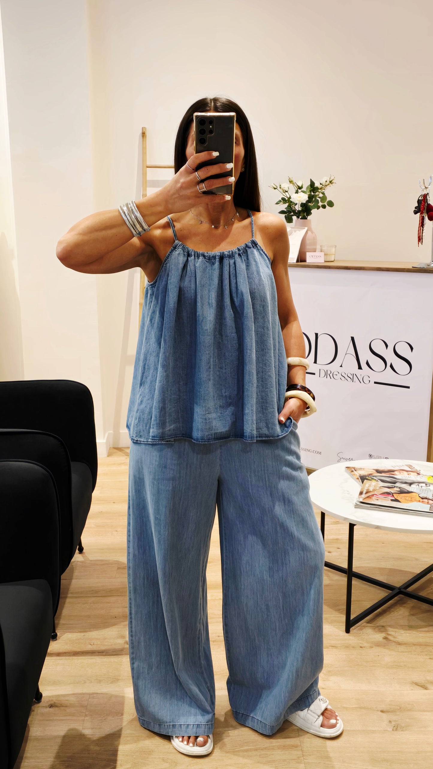 Top Aérien à Nouer – Bleu Denim Clair