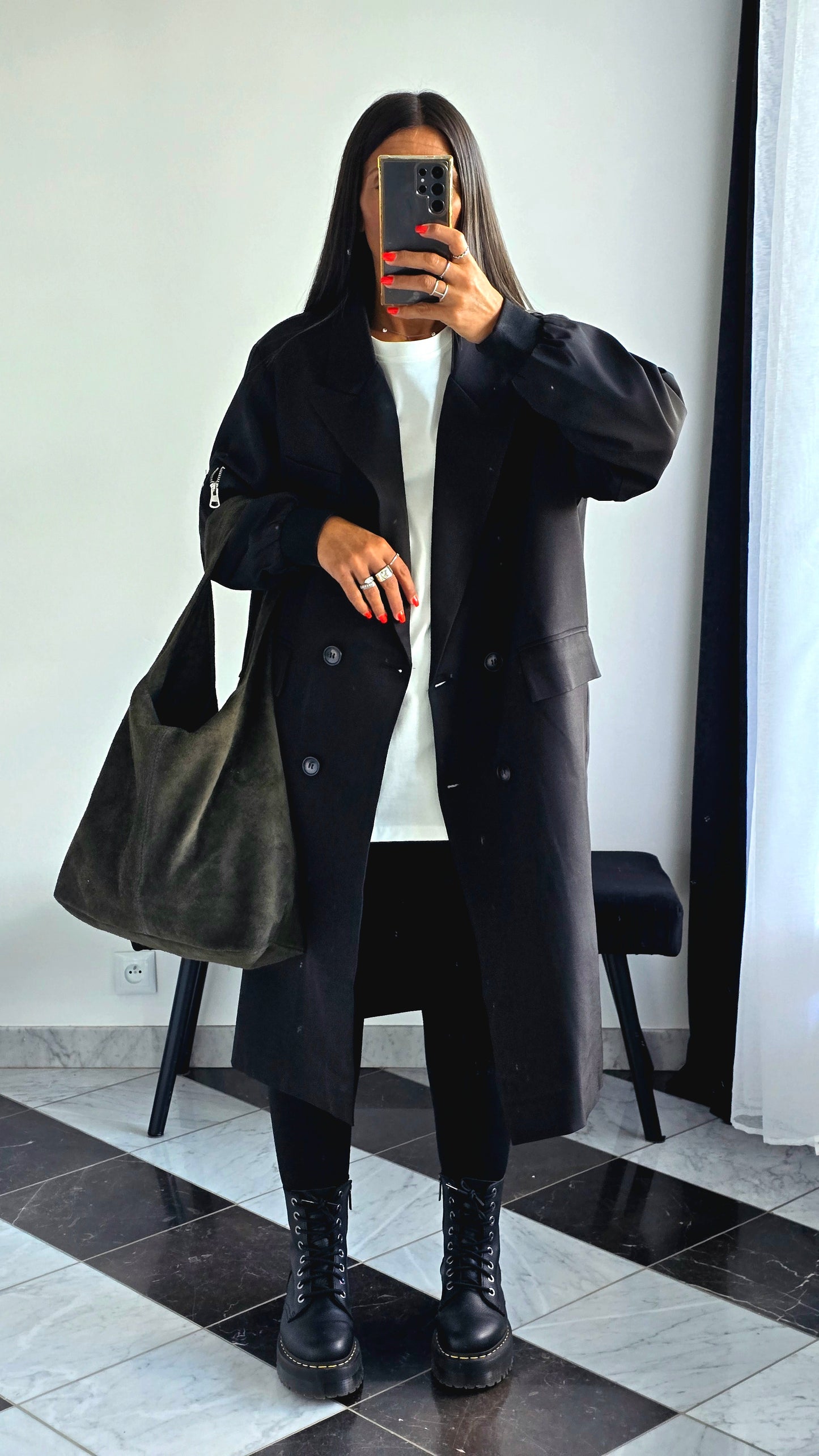 👜 Sac Hobo en cuir de vachette suédé – Kaki