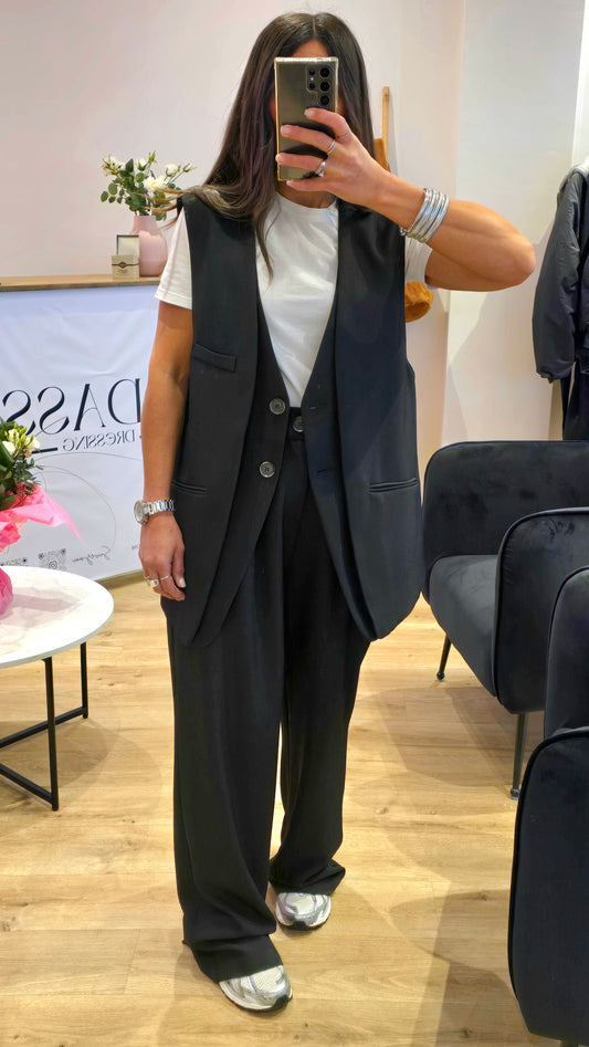 Pantalon Tailleur Large Noir